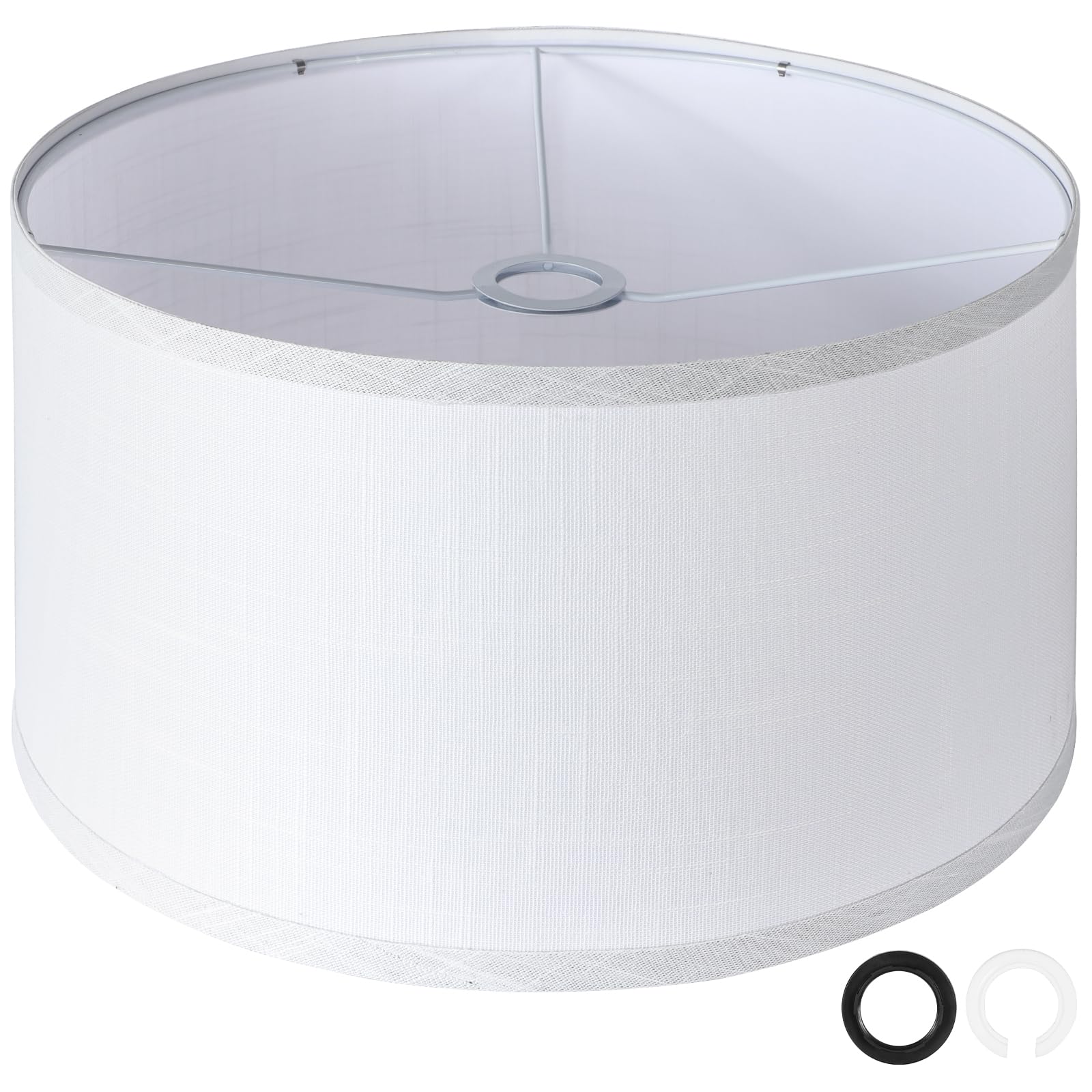 Outon Drum Lamp Shades For Floor Lamps, 16'' Top X16 ''Bottom X 9'' High, Easy To Assemble, Replacement White Lampshades For Tab