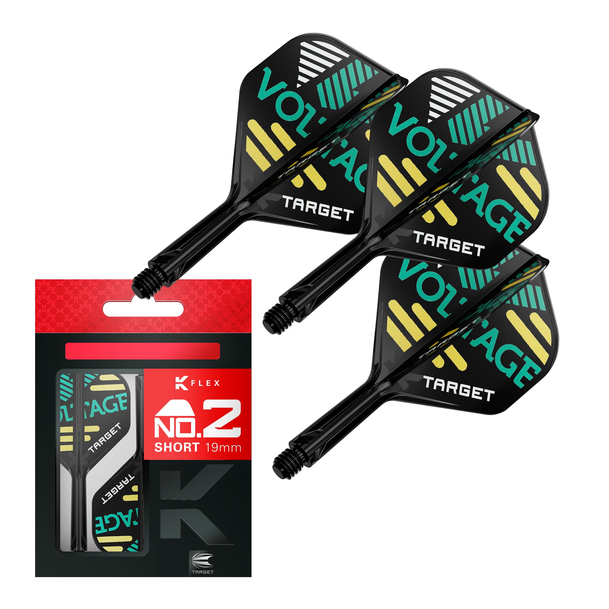 Target Darts Rob Cross K Flex Flights and Shaft System, Pack of 3, Short (19mm), Black, Plastic