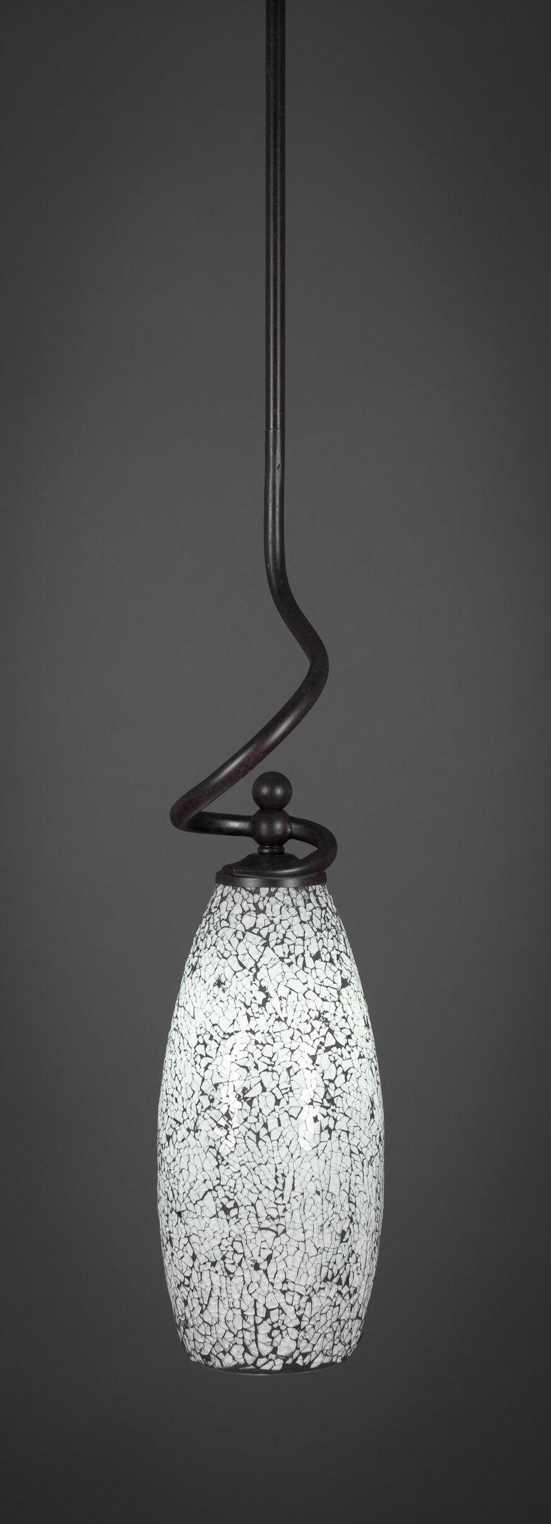 Toltec Lighting 901-DG-416 Capri Stem Mini Pendant with Hang Straight Swivel with 5.Inch Black Fusion Glass, Dark Granite Finish