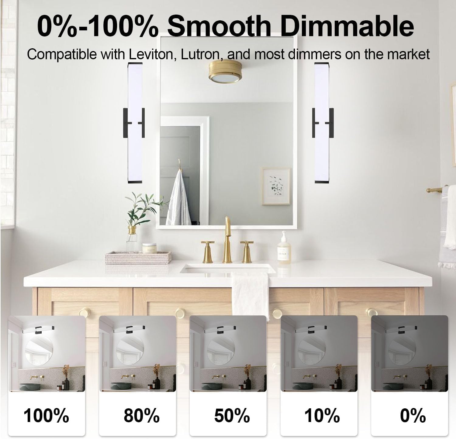 NOVELUX 32 Inch Dimmable Bathroom Vanity Light, Black Matte Stainless Steel, 5CCT, Model NX-US-SVL-UT-32in-36W-5CCT-M