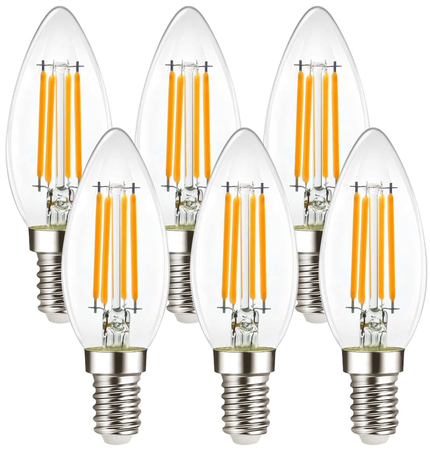 Yimilite B11 E12 Led Candelabra Bulbs 4.5W(40 Watt Equivalent) 2700K Warm White 450Lm Dimmable C35 Led Filament Chandelier Light