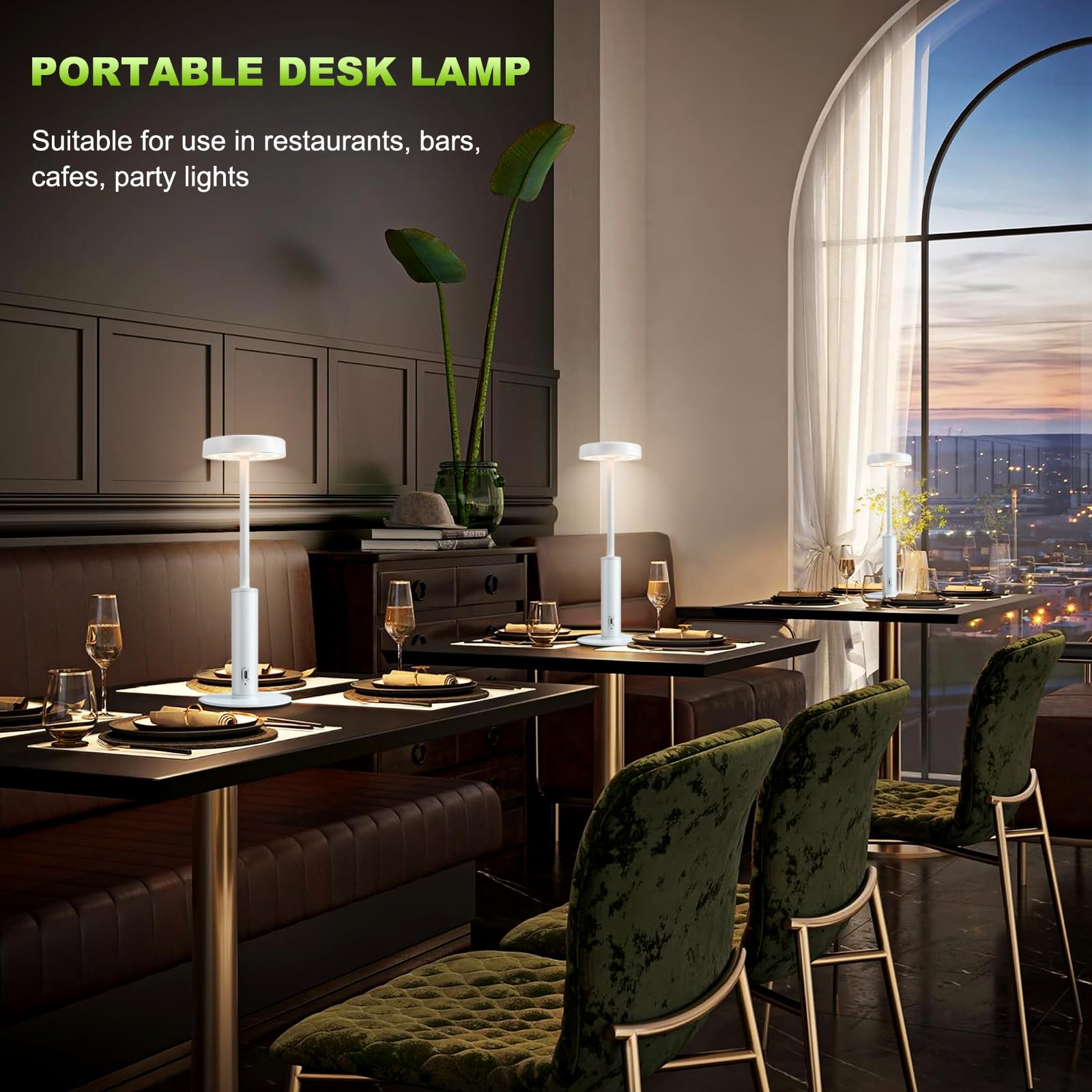Wowag 2 Pack Cordless Table Lamps Rechargeable,5000Mah Battery Operated Portable Desk Lamp,3 Colors & Rgb Stepless Dimmable Wire