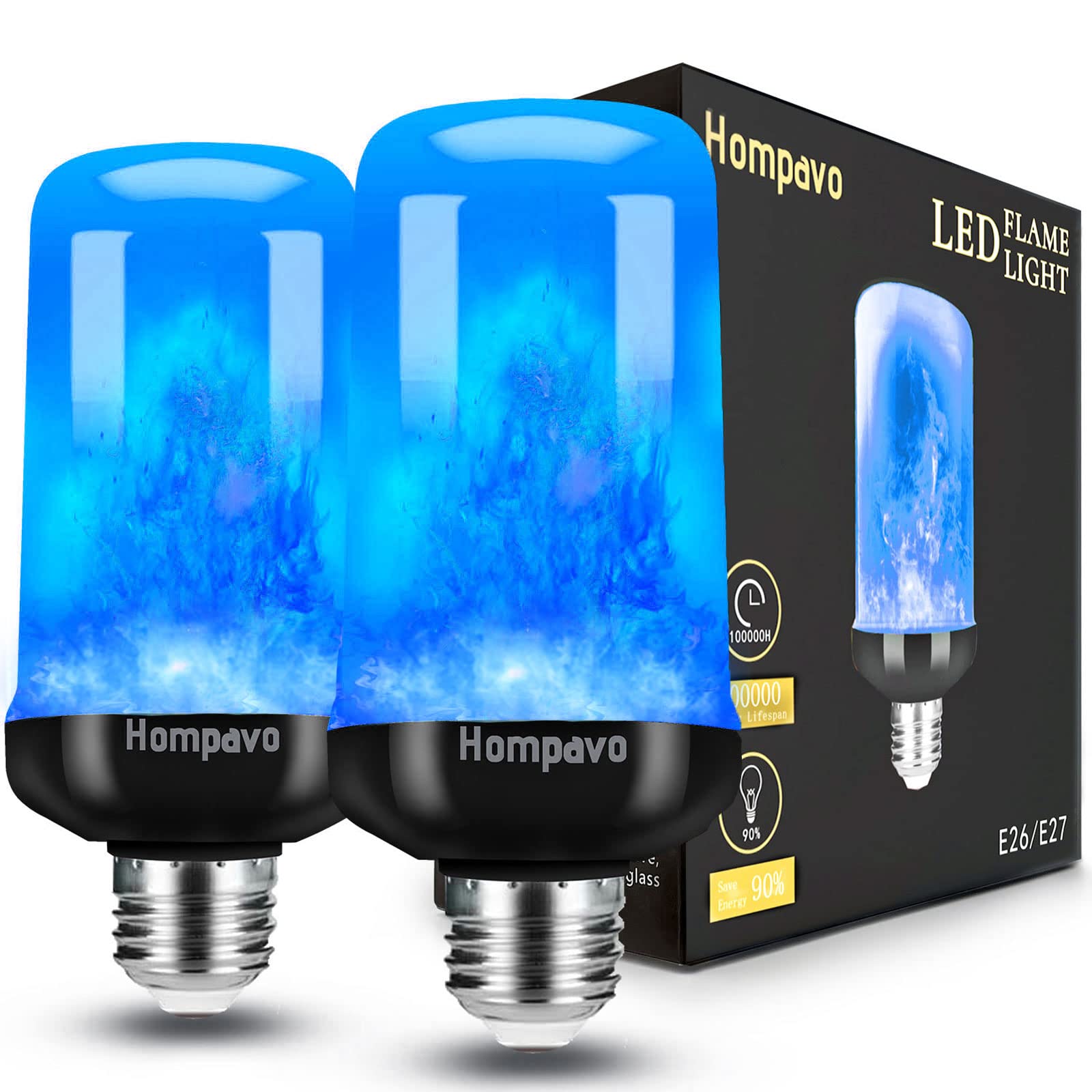 Hompavo Led Flame Light Bulbs, Purple Flickering E26/E27 For Halloween & Christmas (2 Pack)
