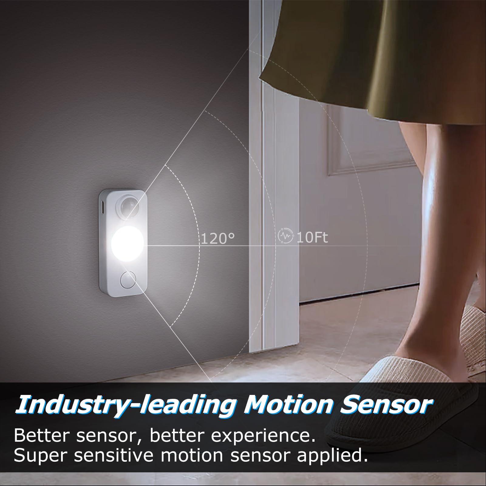 NIEGNOWOO LED Motion Sensor Puck Lights, Rechargeable, Daylight White, 6 Pack, USB Charging Cord Included, Model DC-GY-CGD-DW-6P-US