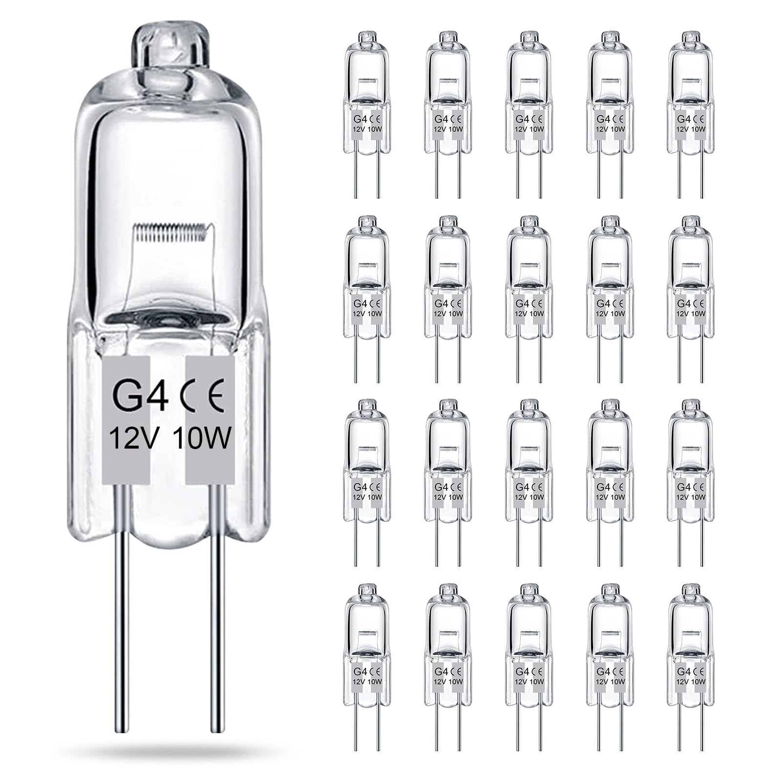 Taiyaloo G4 Bulb, Halogen Light Bulbs 2 Pin 12V 10W T3 Bi-Pin G4 Base, G4 Light Bulbs Replacement For Under Cabinet Puck Light,