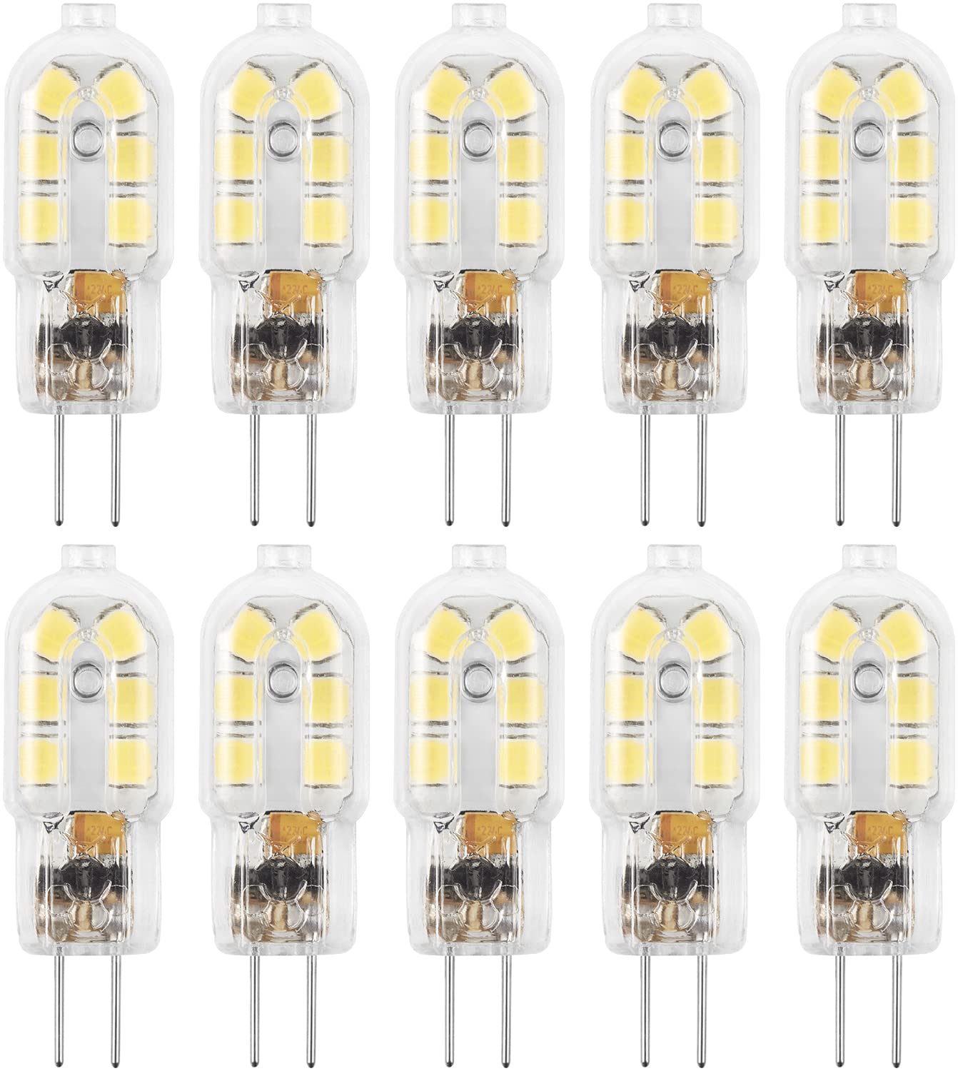 Amazing Power G4 Led Bulb, 12V G4 Bi Pin Bulb, Not Dimmable G4 20W Halogen Bulb Replacement, Warm White 3000K, 10-Pack