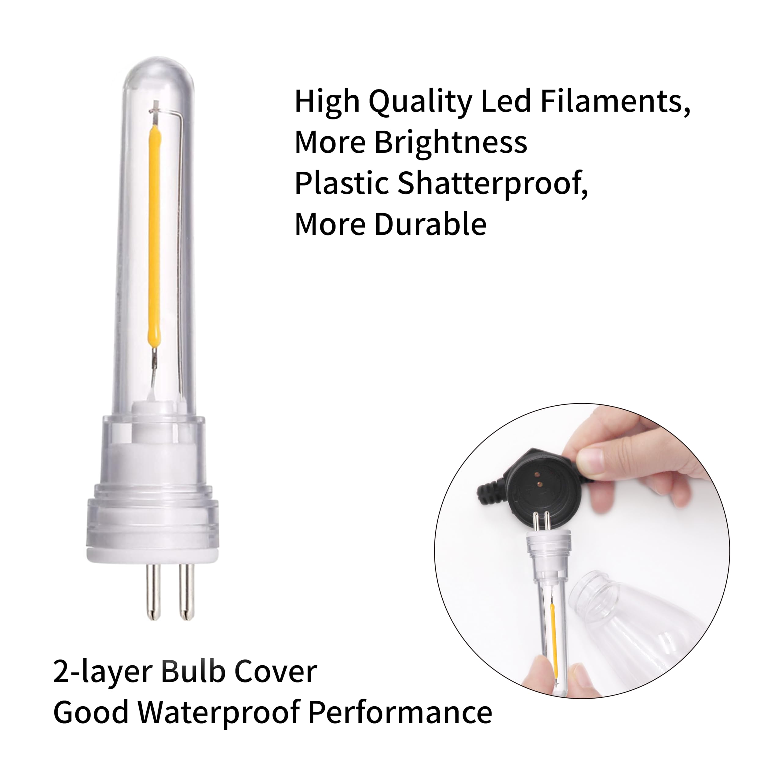 HISTAR S14 Dimmable LED Bulbs, 18 Pack, Shatterproof & Waterproof, Warm White 2700K