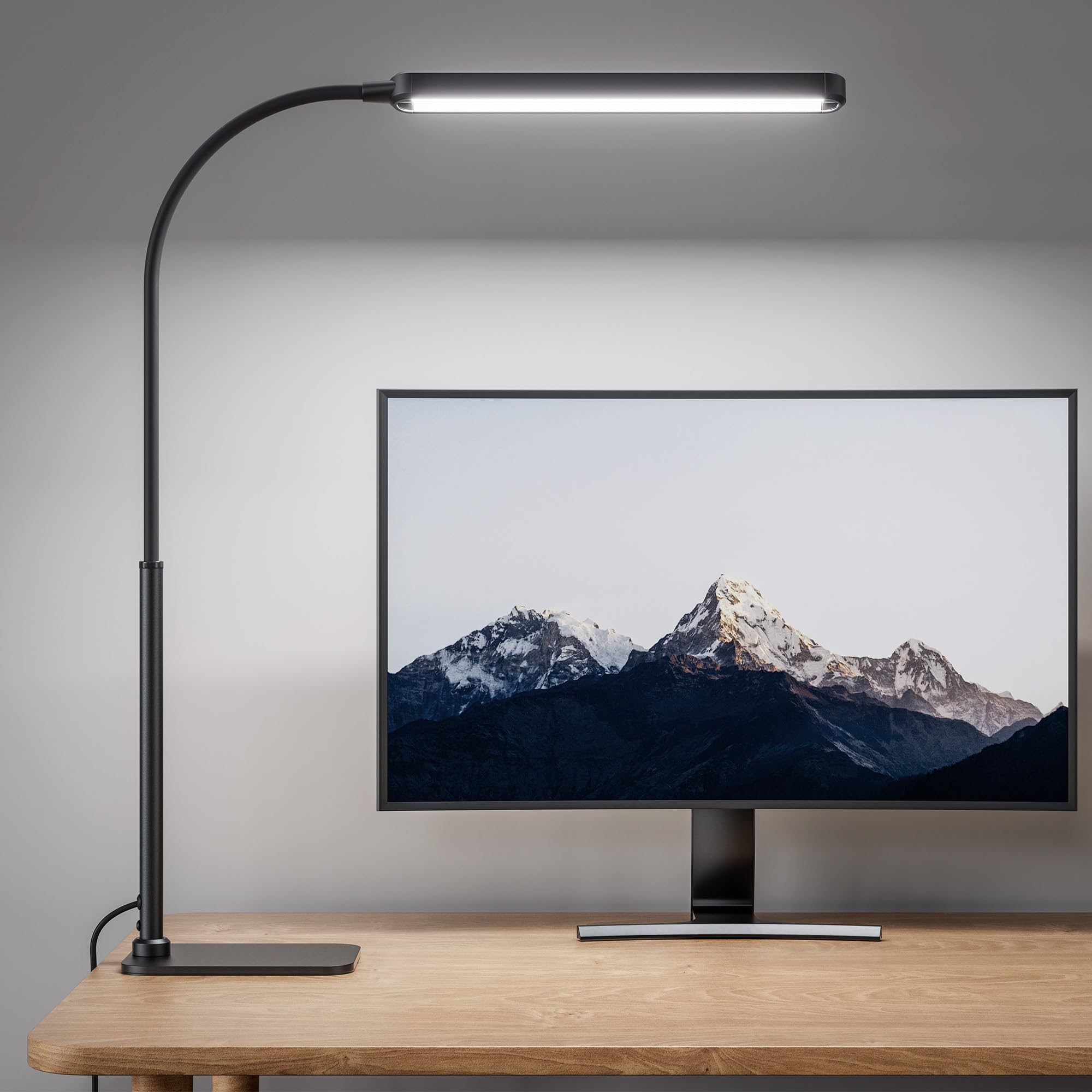 Superdanny Eye-Caring Led Desk Lamp With Base 360?Flexible Gooseneck Work Lamp Touch Control 3 Light Colors Smooth Dimming Task Lighting Reading Light For Home Office College Dorm  Black