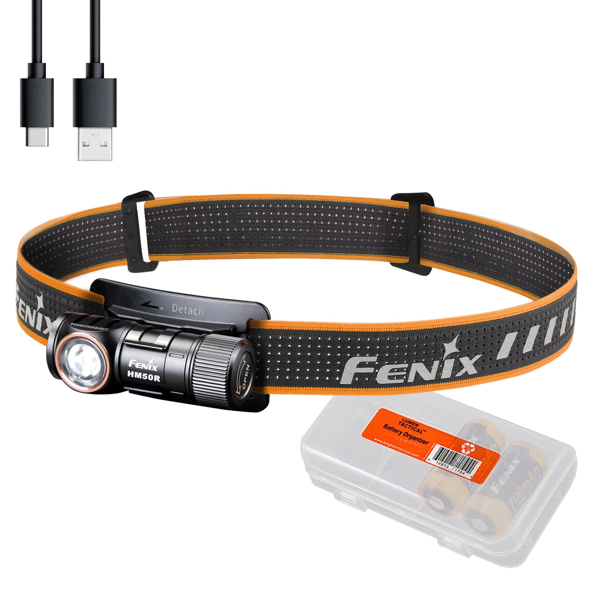 Fenix Power Bundle Hm50R V2.0 Headlamp Bundle With 2X Arb-L16, 700 Lumen Usb-C Rechargeable, Lightweight With Red Light And Lume