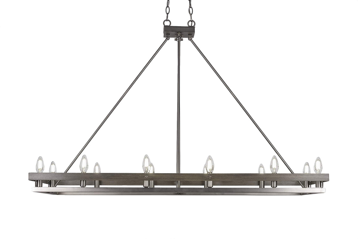 Belmont 12 Light Island in Graphite & Painted Distressed Wood-Look (2742-GPDW)