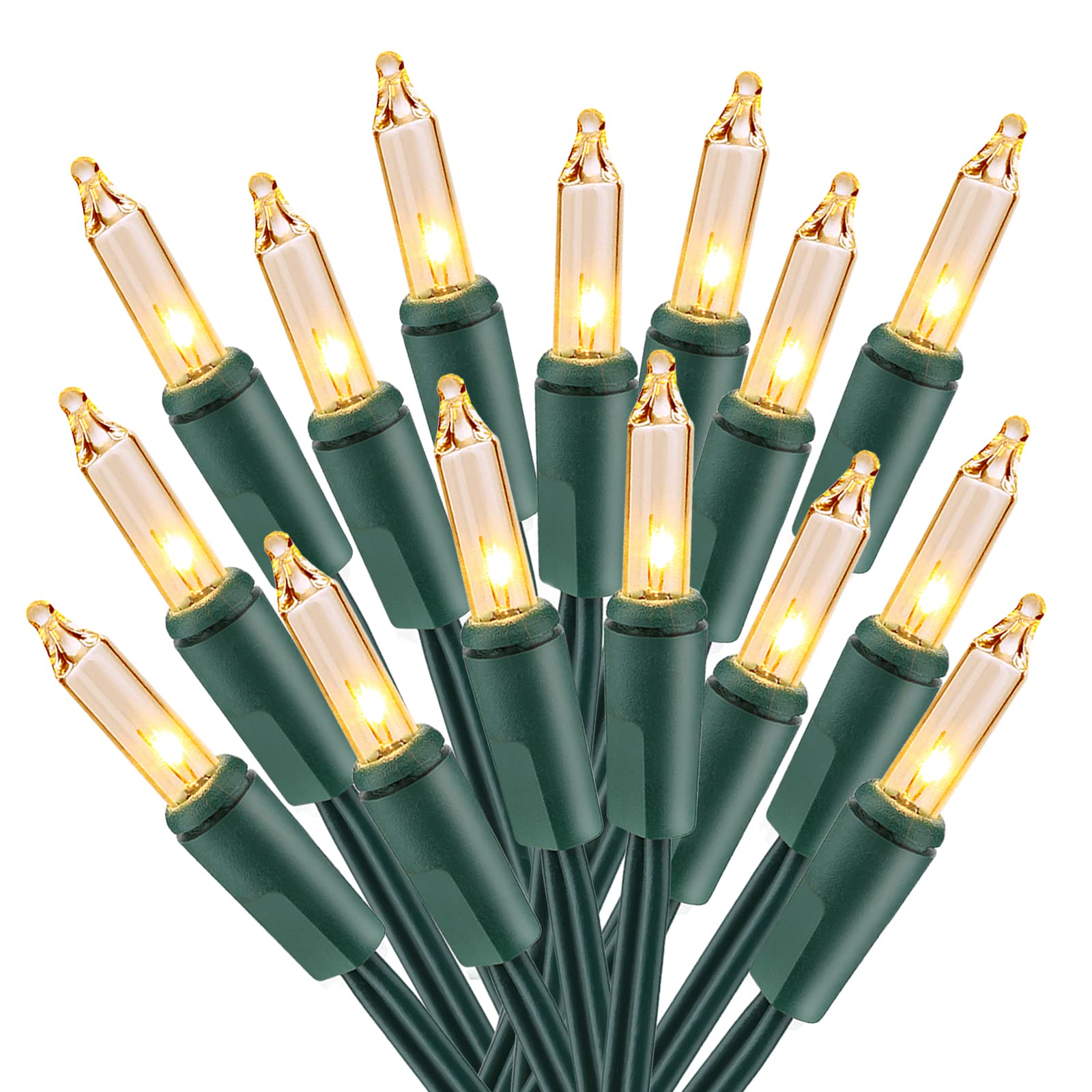 Brizled Warm White Clear Christmas Lights Connectable, 21FT 100 Count Mini Incandescent String Lights Plug in, Waterproof Xmas T