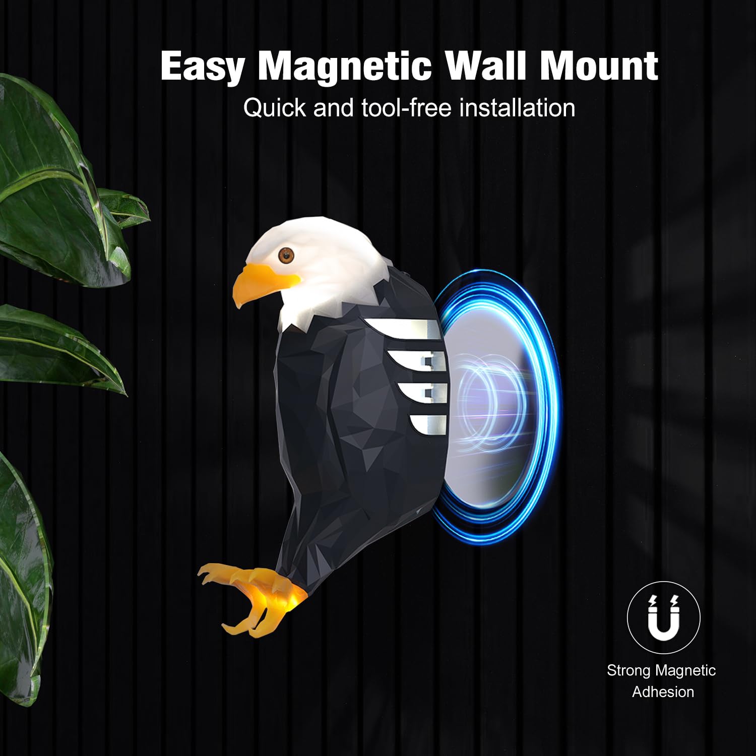 Chamese Bald Eagle Wall Light, American Eagle Night Light With Remote Control, Magnetic Wall Mounted Eagle Lamp For Bedroom, Living Room, Hallway, Battery Operated And Removable Charging Eagle Light