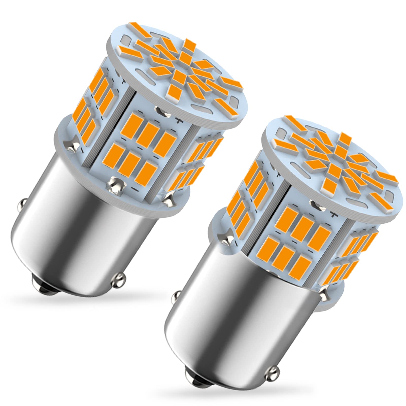 Melphan-Auto 1156 Bulb, Amber LED 54SMD, 12V-24V, Reverse Light, 2pcs for Truck Car Tail Parking, Camper Trailer RV