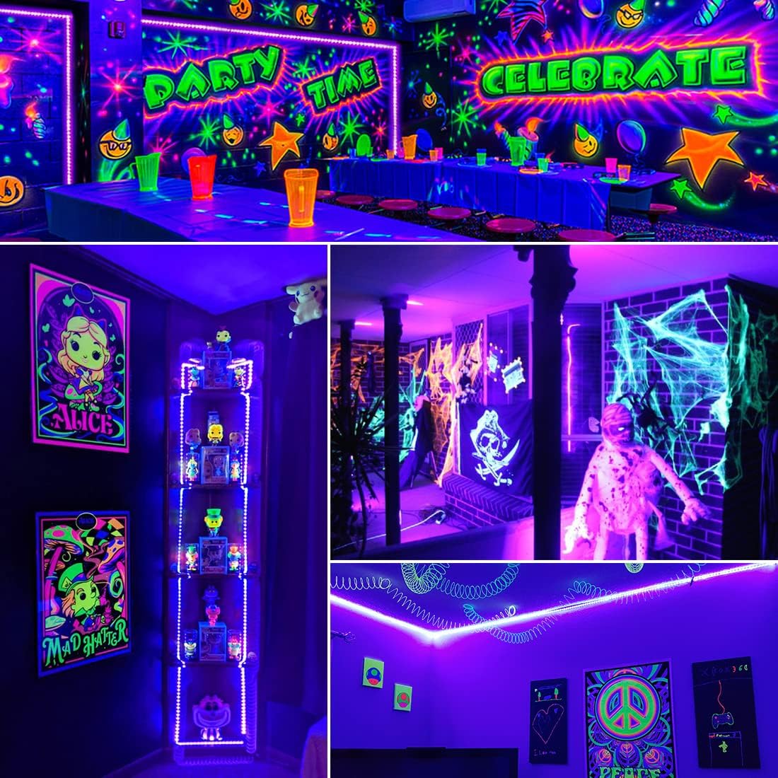 Thecham 20Ft Black Light Strip With Remote, 360 Led, 3 Modes For Glow Parties & Stage Lighting