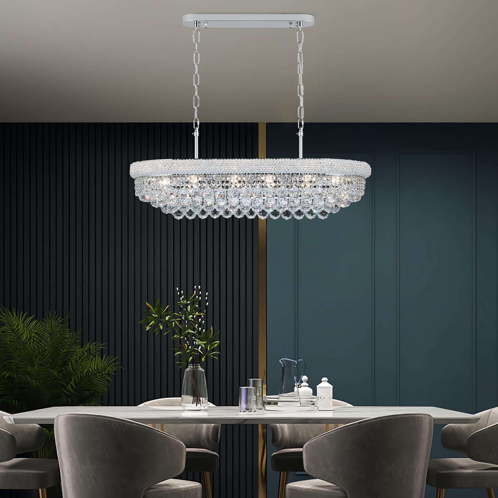 Gifarich Crystal Chandeliers For Dining Room Light Fixtures Over Table  Modern Crystal Chandeliers For Kitchen Lsland  11 Lights Empire Style Chrome stylish Lighting Fixtures For Living Room Bar