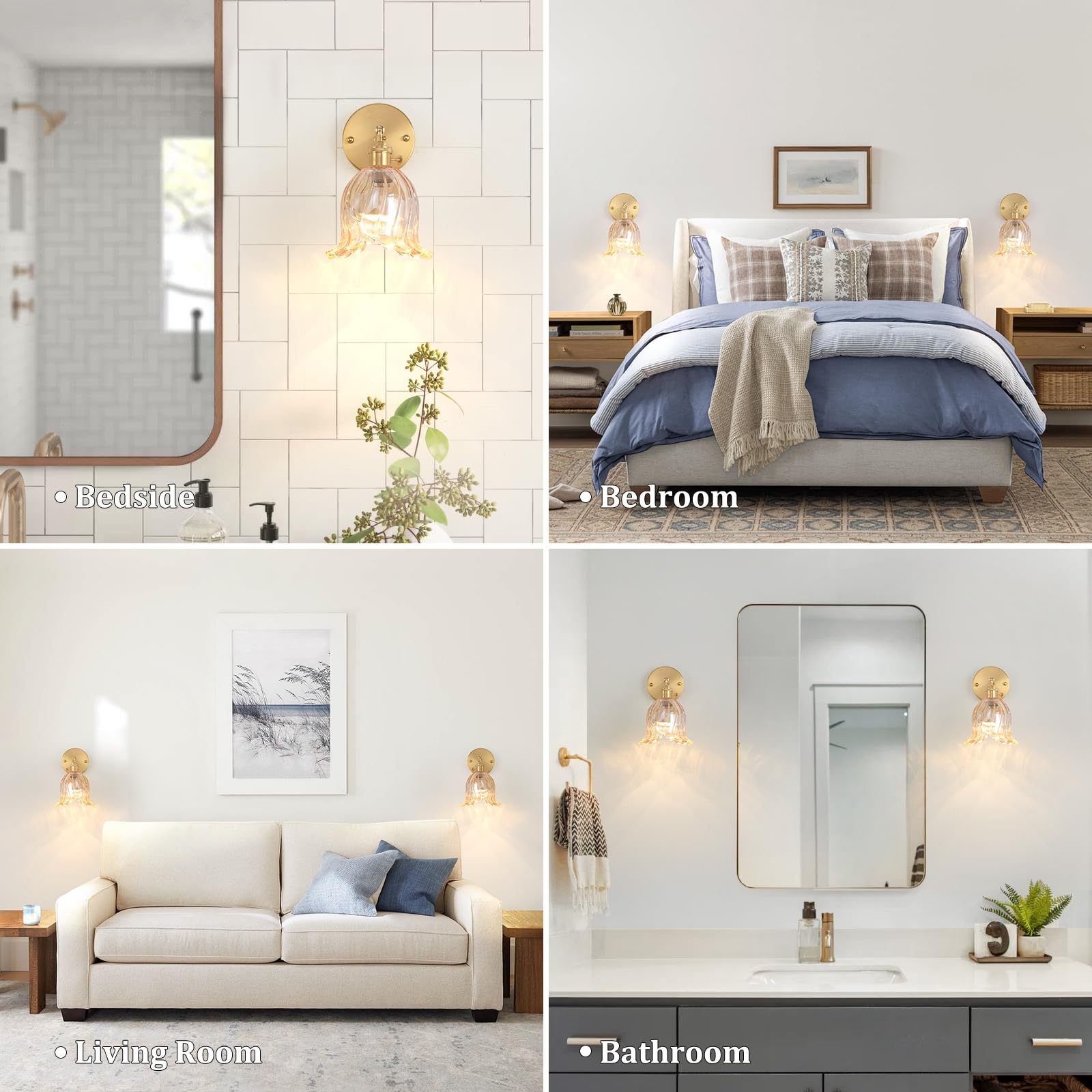 Shenmoyl Vintage Battery Operated Wall Sconce, Rechargeable LED Light, Wireless Dimmable, Amber Lily, Model 1-94911-sconc