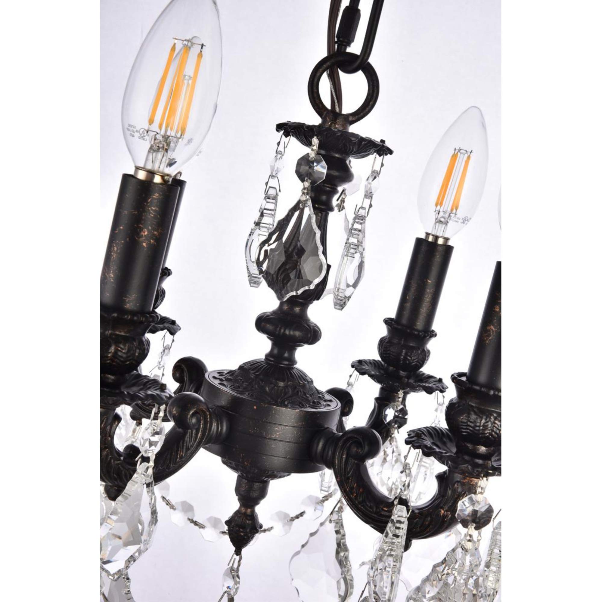 Elegant Lighting Lille Collection 4-Light Hanging Fixture with Royal Cut Crystal, Dark Bronze Finish