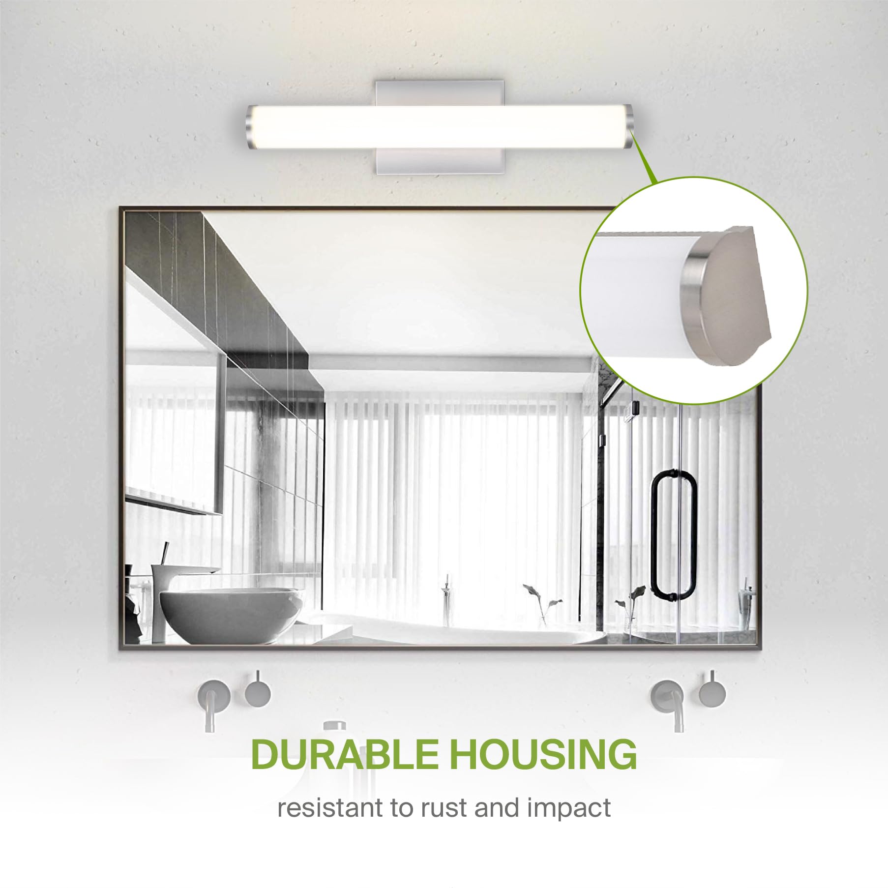 Asd Led 18 Vanity Wall Mount Light Fixture  Linear Bathroom Lighting Bar | 3Cct  Dimmable  Energy Star  Etl Listed | 20W 1500Lm 3000-5000K 120V | Long Tube Bath Sconce Over Mirror | Nickel  2 Pack