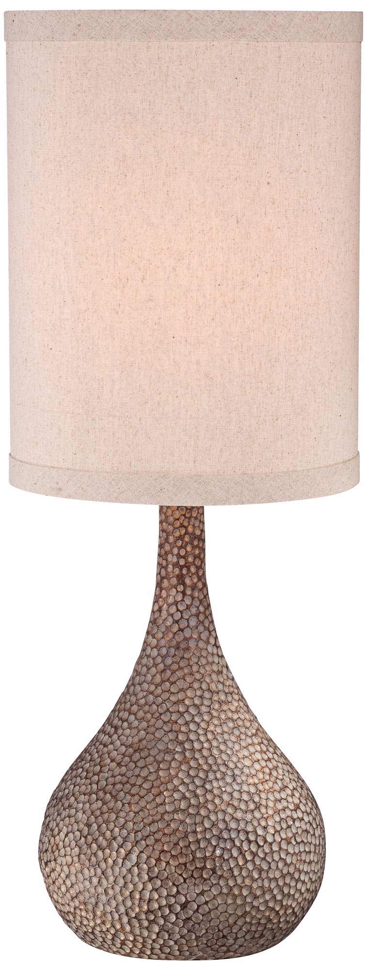 360 Lighting Gourd-Shaped Table Lamp 31.25in Tall Antique Bronze Resin White Linen Shade Model Y8112