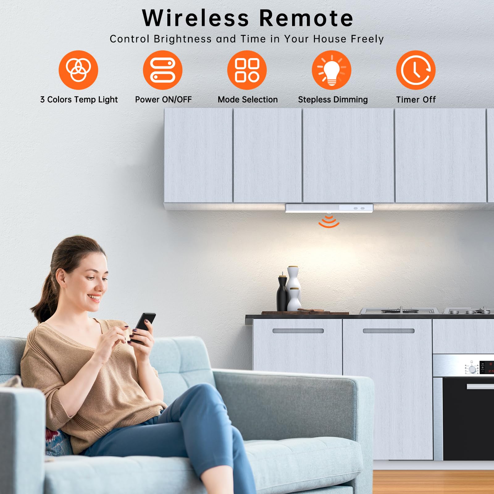 Led Closet Light With Charging Station, 6 Pcs 3 Color Temperatures 30Leds Dimmer Rechargeable Motion Sensor Under Cabinet Lighting With Remote Control, Wireless Stick-On Night Light For Kitchen