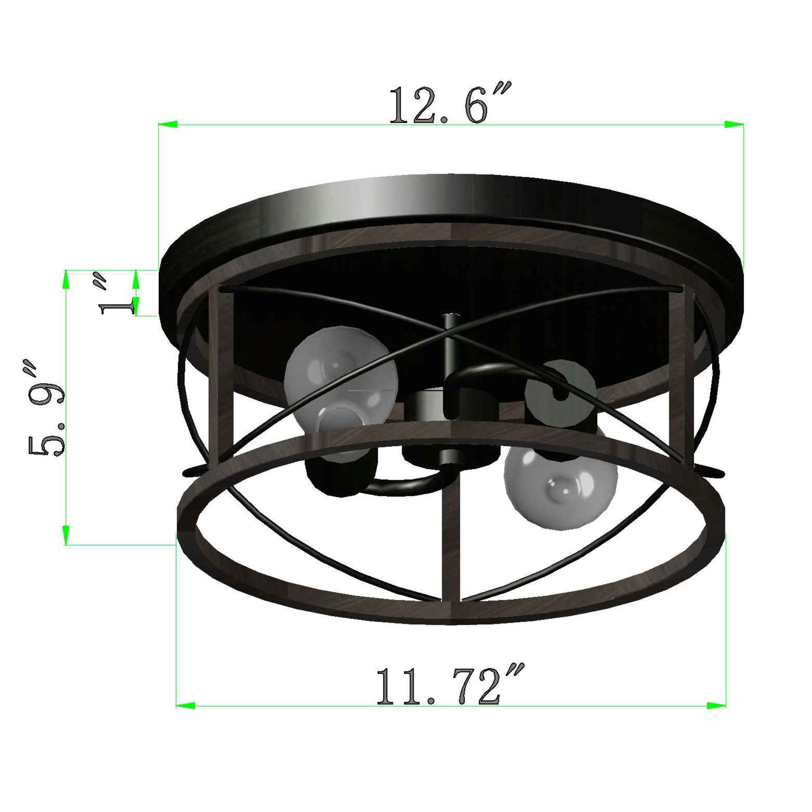 Q&S Farmhouse Ceiling Light Fixture Flush Mount,Orb+Bronze,Rustic Vintage Mini Ceiling Lighting For Hallway Entryway Kitchen Din