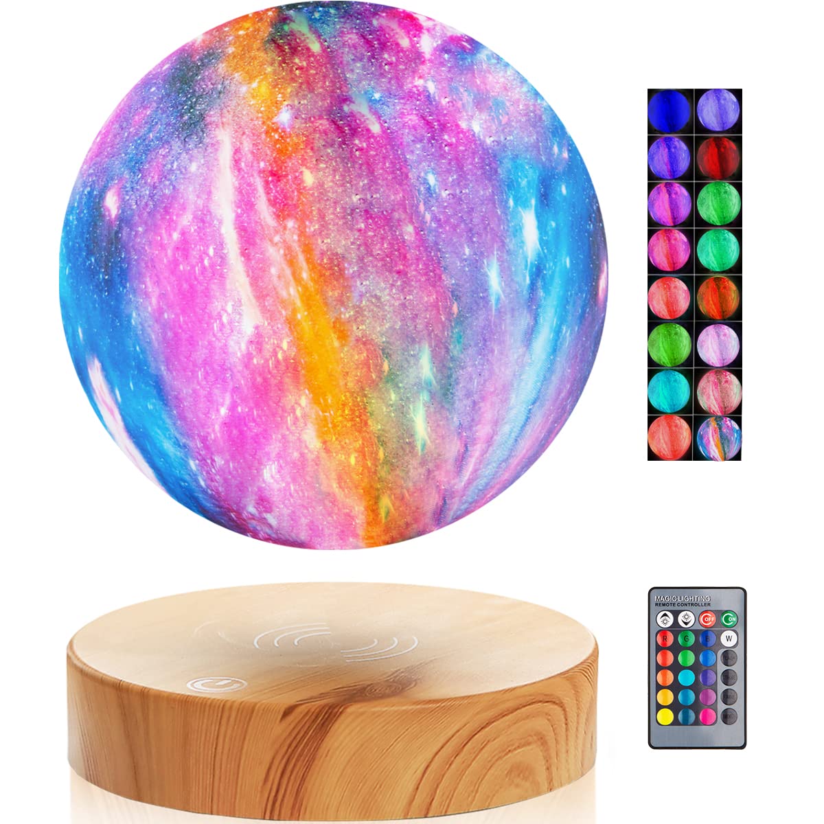 VGAzer 3D Levitating Moon Lamp with Remote Control, 5.9 Inch, 16 Color Galaxy, Model VA1213, Unique Room Decor Night Light