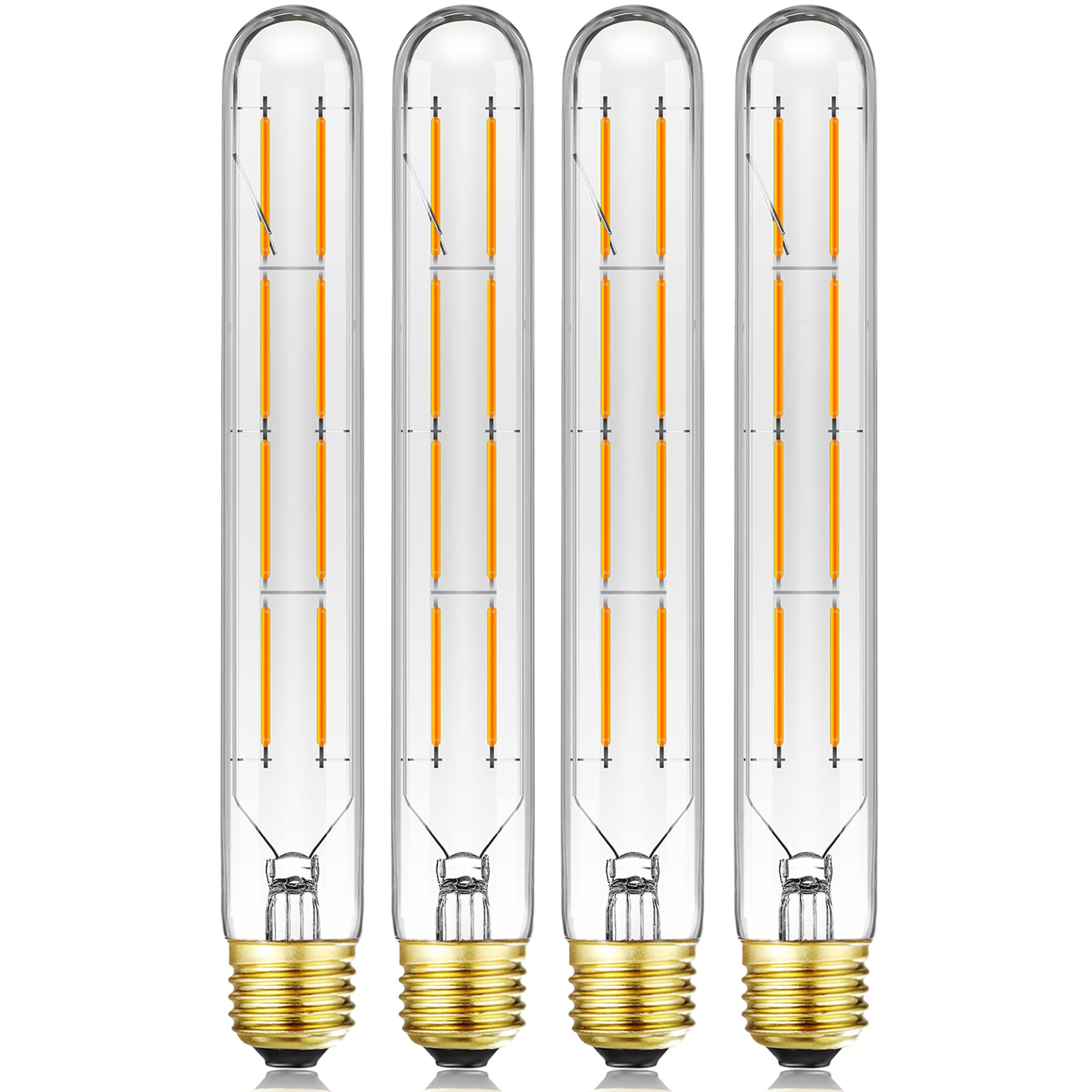 Leools T10 Led Long Bulbs 8W,E26 Dimmable Tubular Bulb,Equivalent 75 Watt, E26 Edison Style Vintage Led Filament Light Bulb,2700