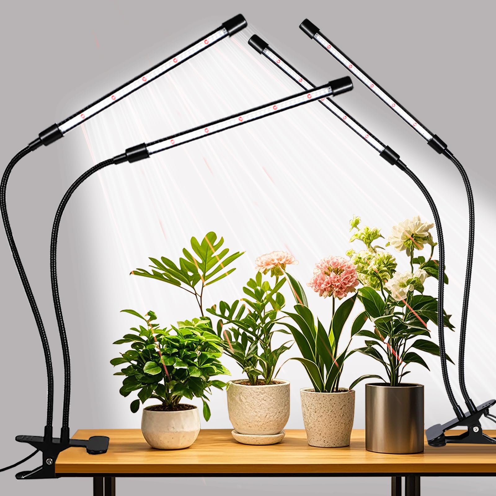 Grow Lights Upgrade 168 LEDs Clip Plant Lights for Indoor Plants, Full Spectrum White+ Red LED Plant Growing Lamps with Flexible