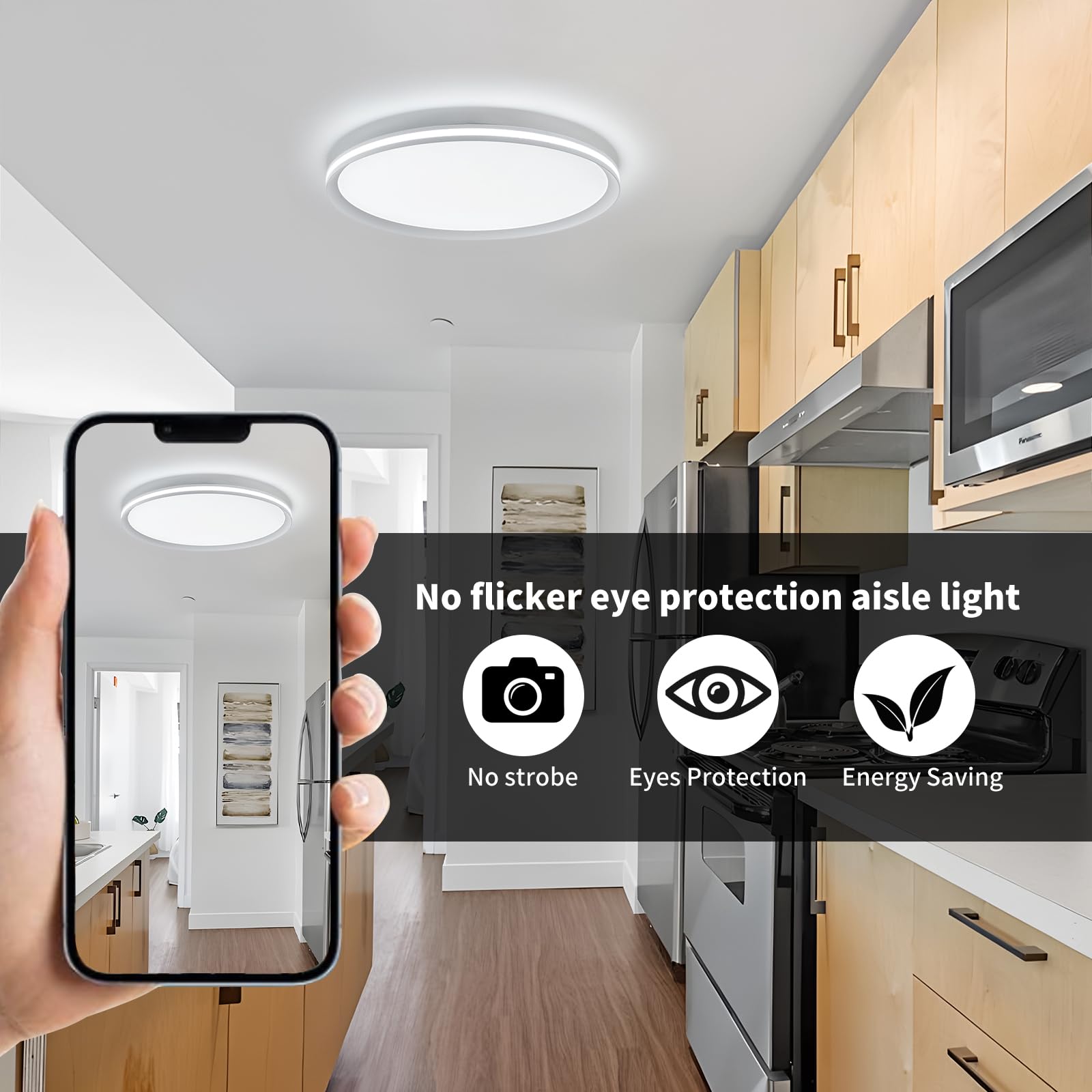 Naroume Metal Led Ceiling Light,Slim, Edge Lit - 45W Full Spectrum Round Ceiling Lamps,6500K Cool White Modern Ultra Thin Low Pr