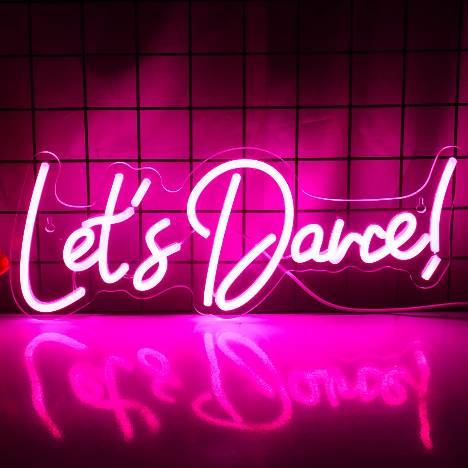 Wanxing Neon Light Sign - Lets Dance, Pink LED Word Light for Parties, Weddings, and Events - Model WX-NS-Pink Lets Dance