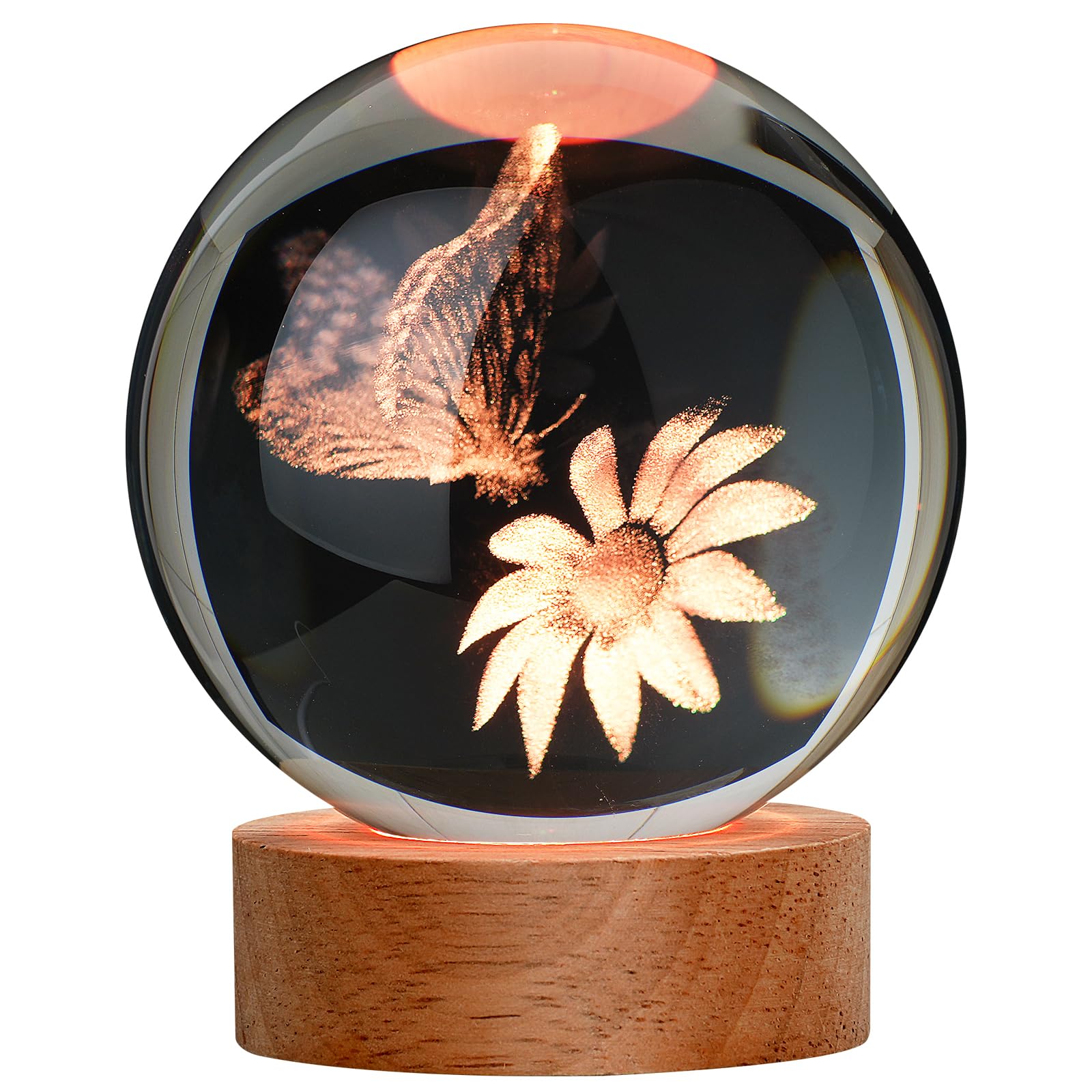 JANARARY Large 3D Butterfly Crystal Ball Night Light, 16 Color Changing with Remote, Ideal Gift for Teens Boys and Girls, Butter