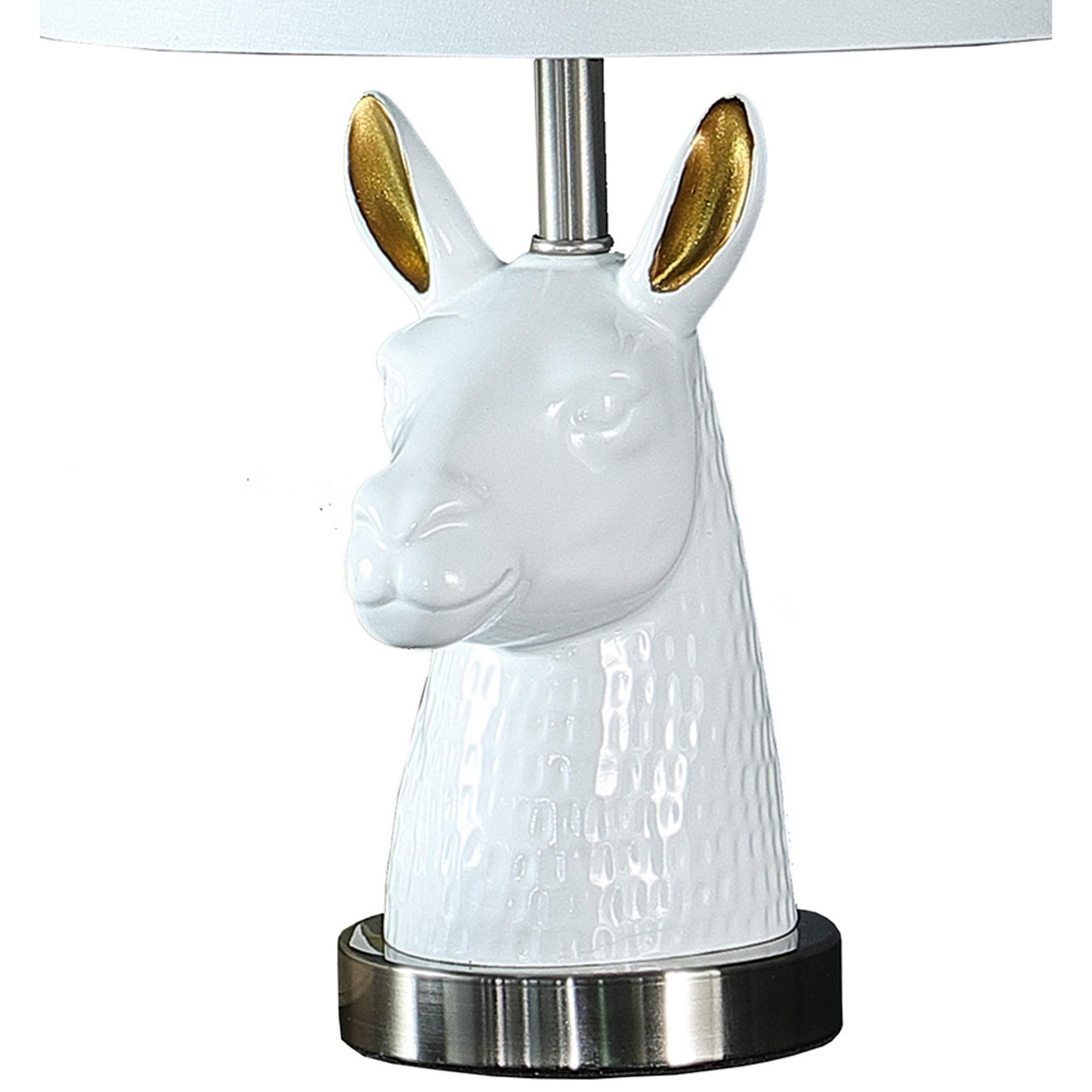 Benzara Metal Table Lamp with Llama Head, White - Model BM233935