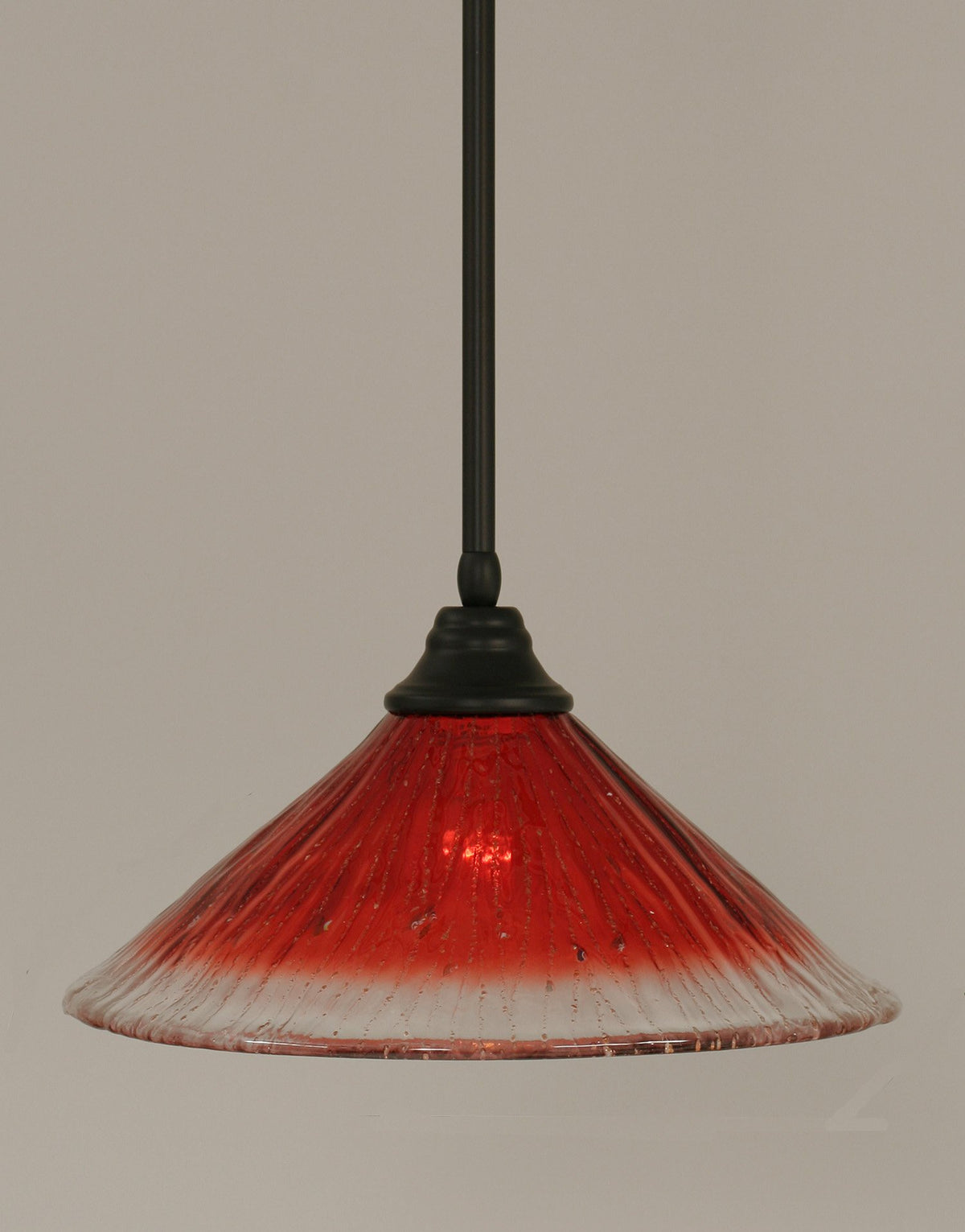 Toltec Lighting 26-Mb-716 Stem Pendant With Hang Straight Swivel With 16&quot; Raspberry Crystal Glass, Matte Black Finish