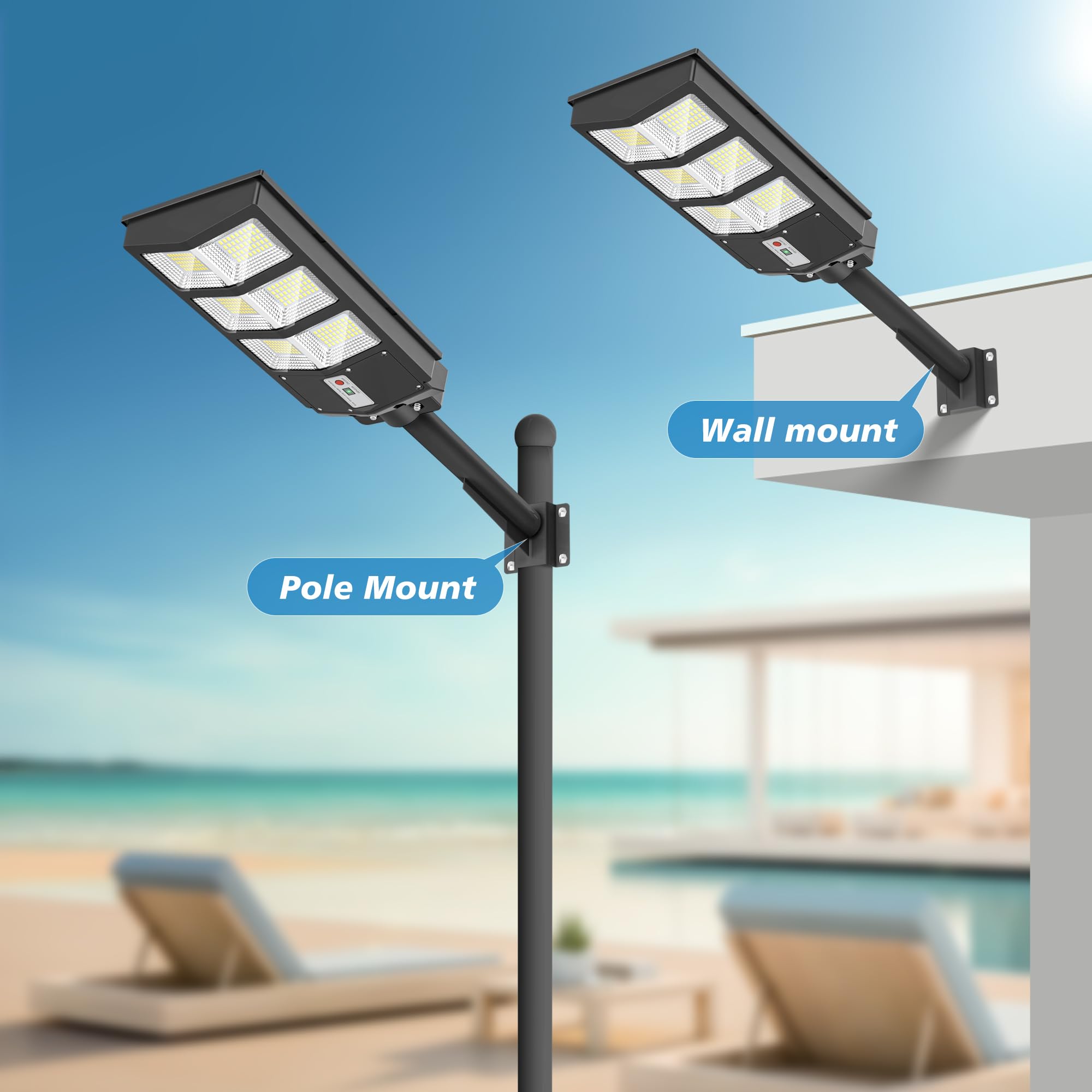 Sunwish Solar Street Lights Outdoor 6500K Solar Lights Outdoor Motion Sensor, Commercial Parking Lot Light Dusk to Dawn with Rem