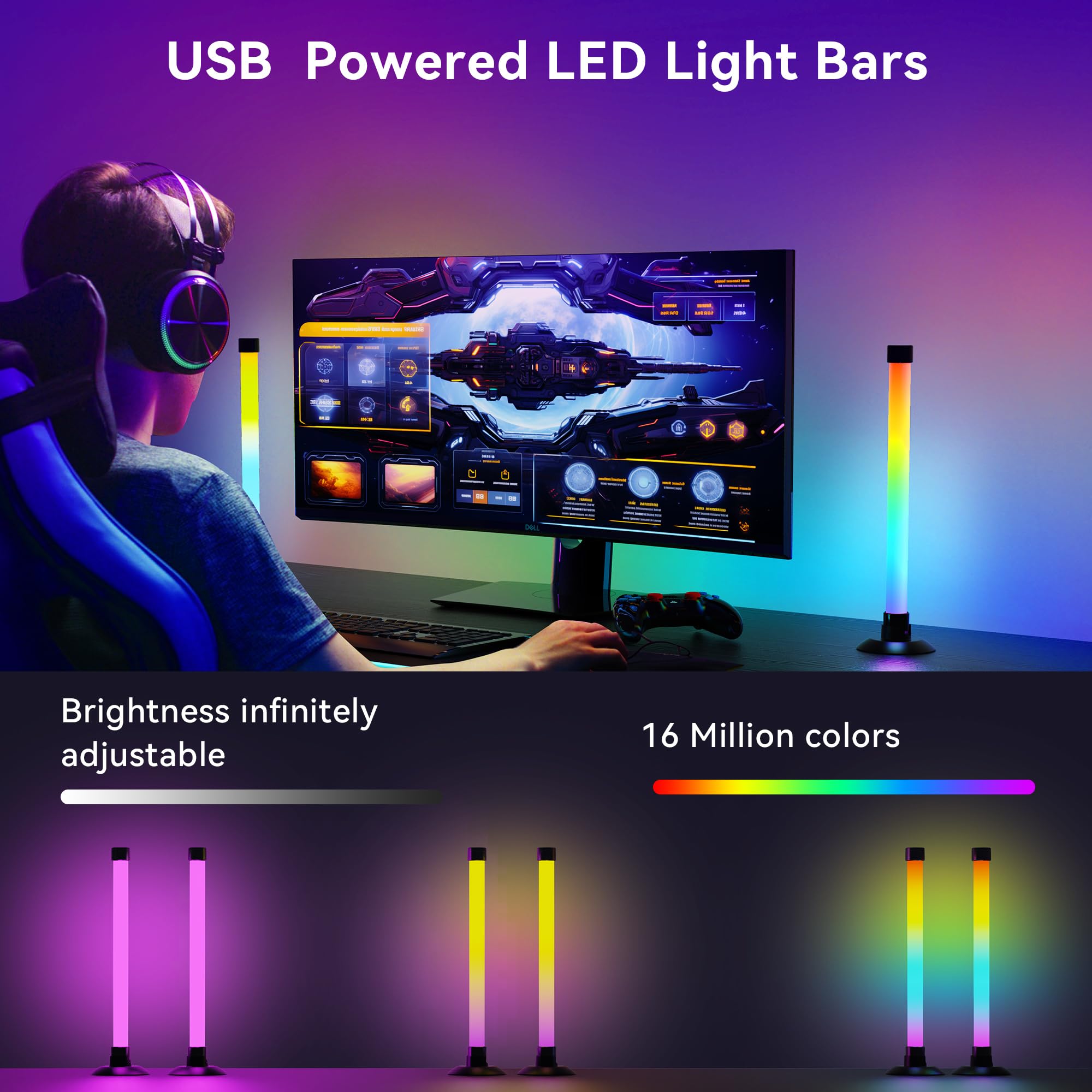 Ledagic Led Light Bar with Music Sync, Color Changing TV Backlight App & Remote Control, IC+RGB & W Smart RGB Light Bar, USB Pow