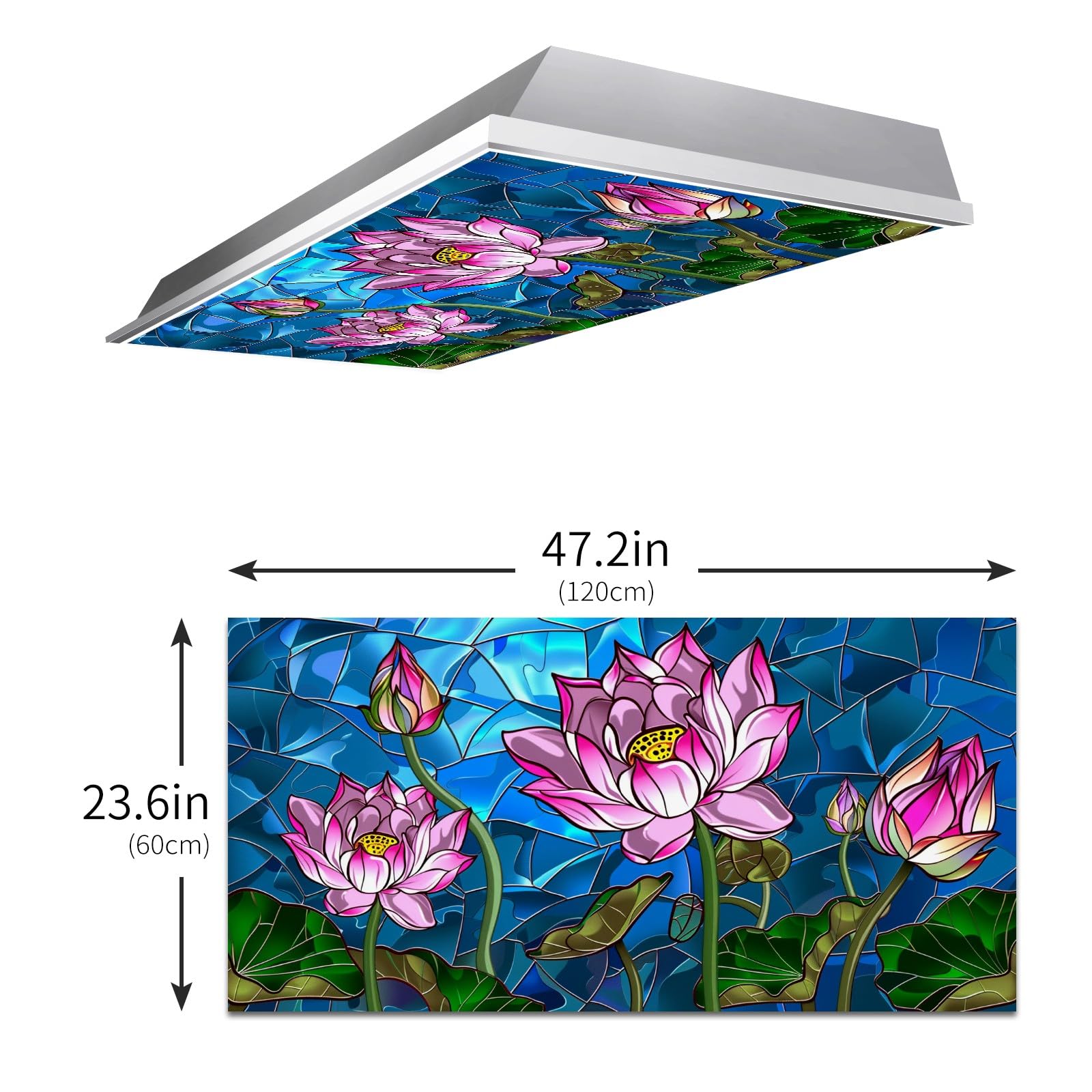Msinmkok Fluorescent Light Covers For Classroom Office Hospital Home - Lotus Flowers Decorative Drop Ceiling Light Cover Filters
