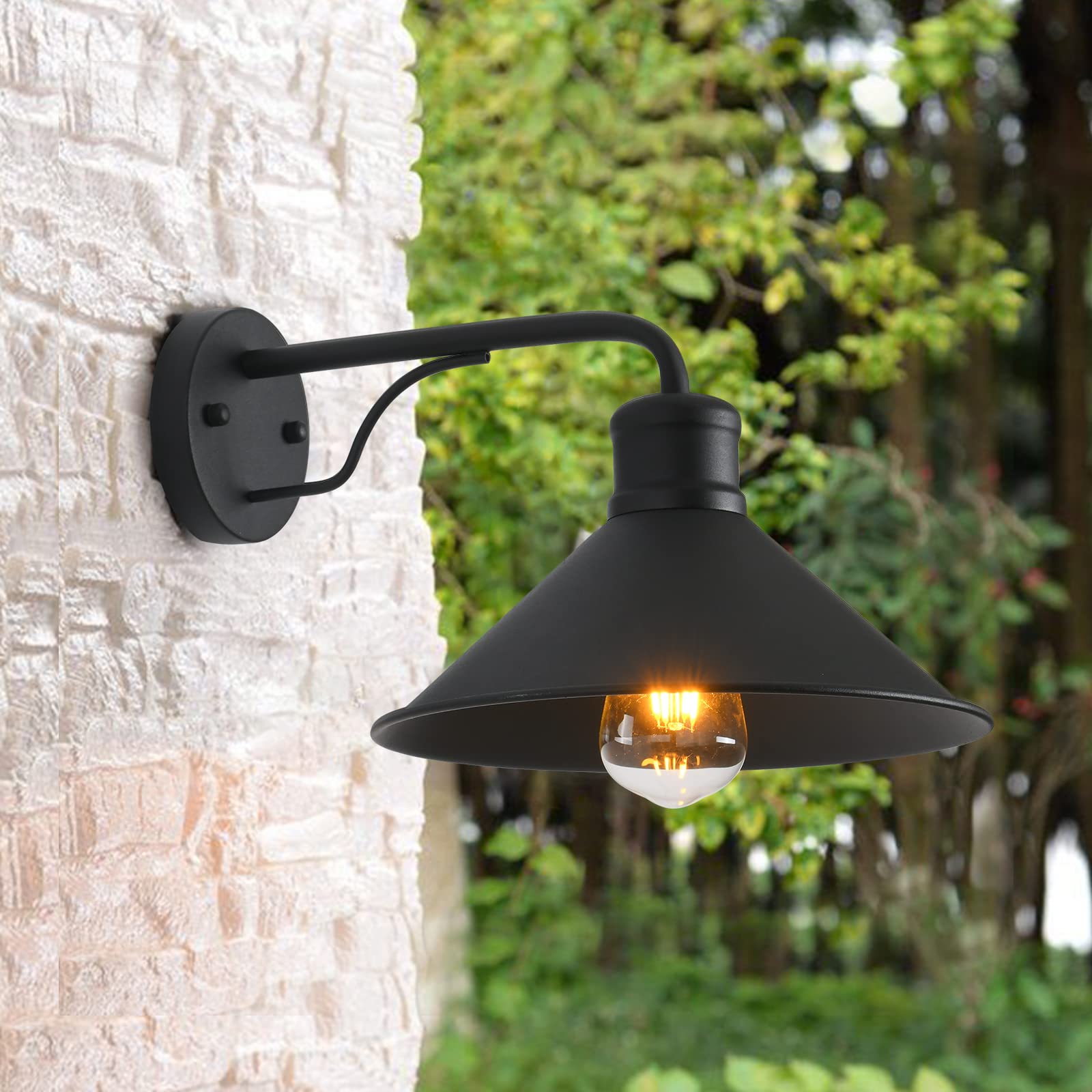VICTOGATE Outdoor Wall Lights, Matte Black Modern Farmhouse Sconce, 2 Pack, Metal, Model V0202J-Black
