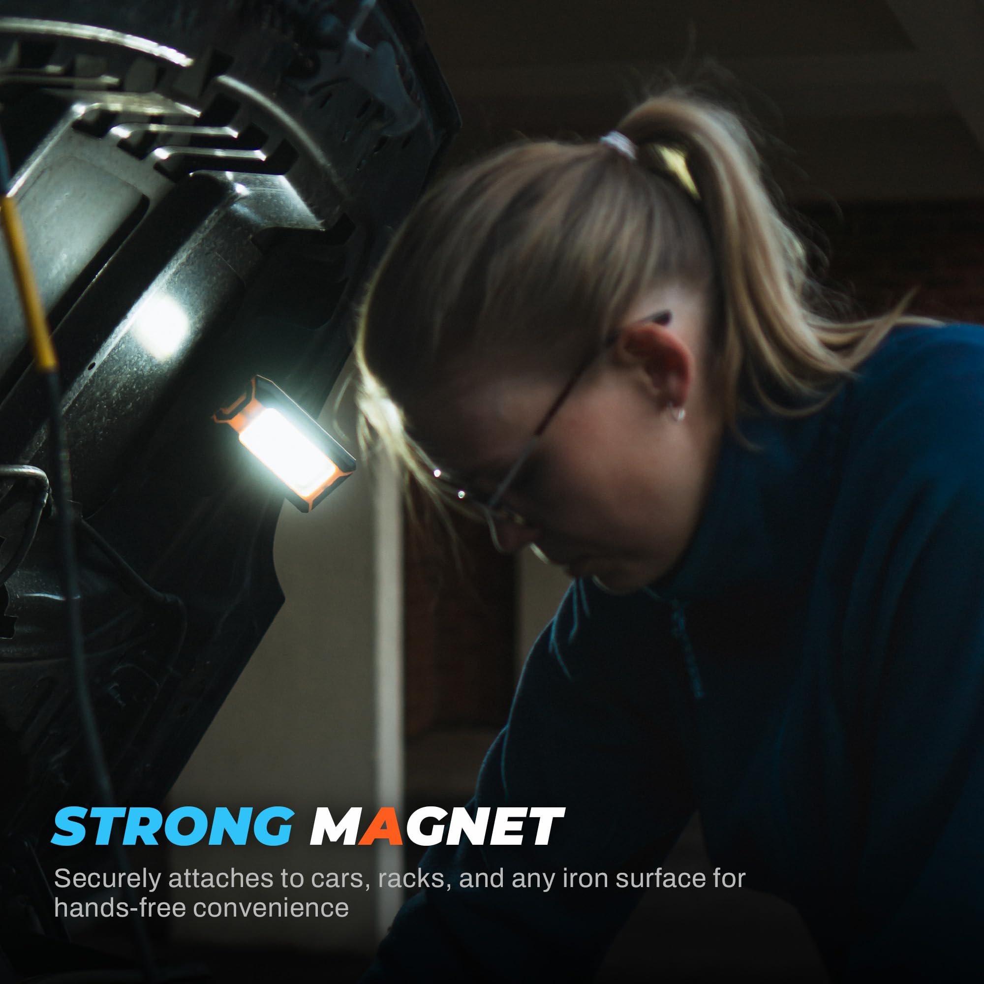 Innofox 2Pack Led Rechargeable Magnetic Work Light 40W 1500Lumens, Hanging Hook 3 Lighting Modes, Job Site Lighting For Car Repairing, Camping, Working, And Hurricane