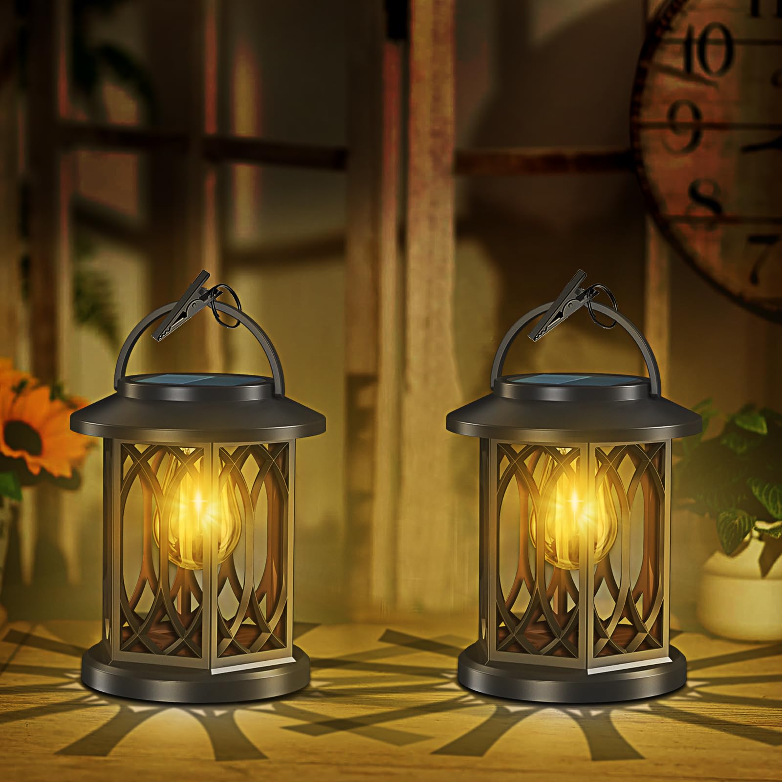 Aigleya Solar Lanterns Outdoor Waterproof, Upgraded Hanging Solar Lights For Outside,Solar Powered Lanterns Lighting Led For Gar