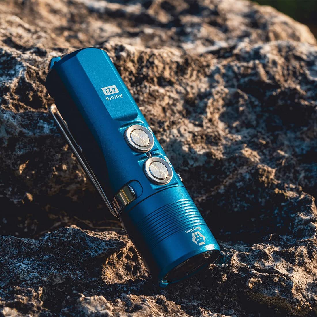 RovyVon Aurora A23 Pocket-Size 1000 Lumens Blue Keychain Flashlight, USB C Rechargeable, IPX8 Waterproof