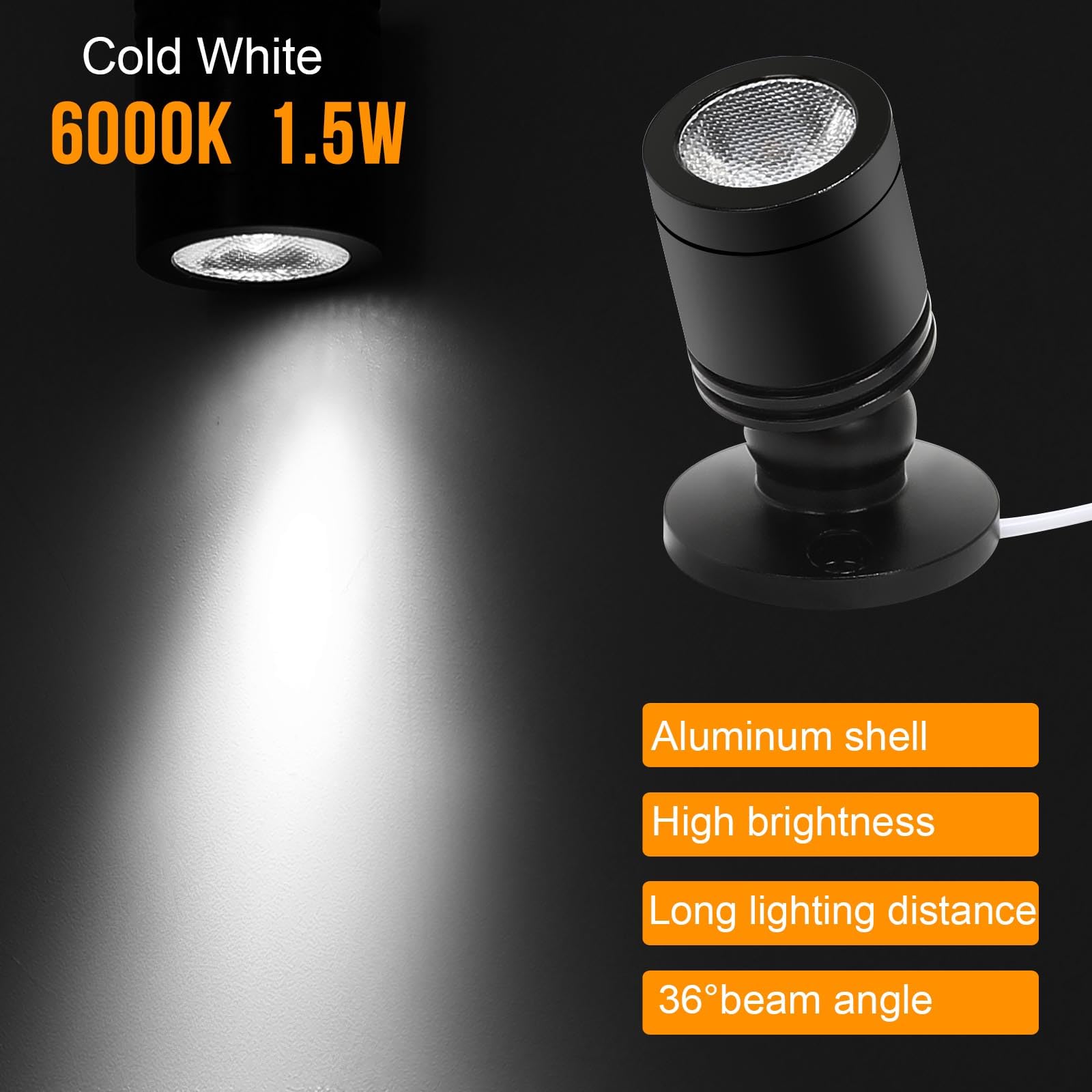 Taysing LED Spot Light Indoor Accent Light - Cold White 6 Pack with Dimming & Timing - Ideal for Art, Jewelry, and Shelves Display