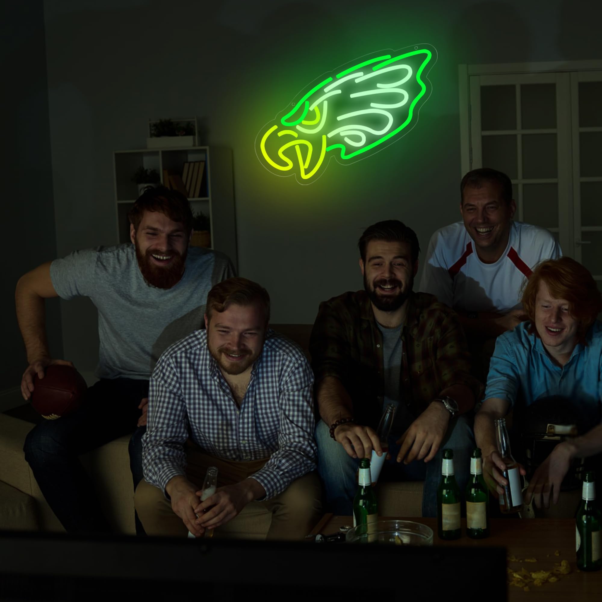Brineon Football Neon Sign - Green LED Wall Decor, 16.5x7.4in Acrylic Light - Perfect for Man Cave, Bedroom, Party, Club, Bar