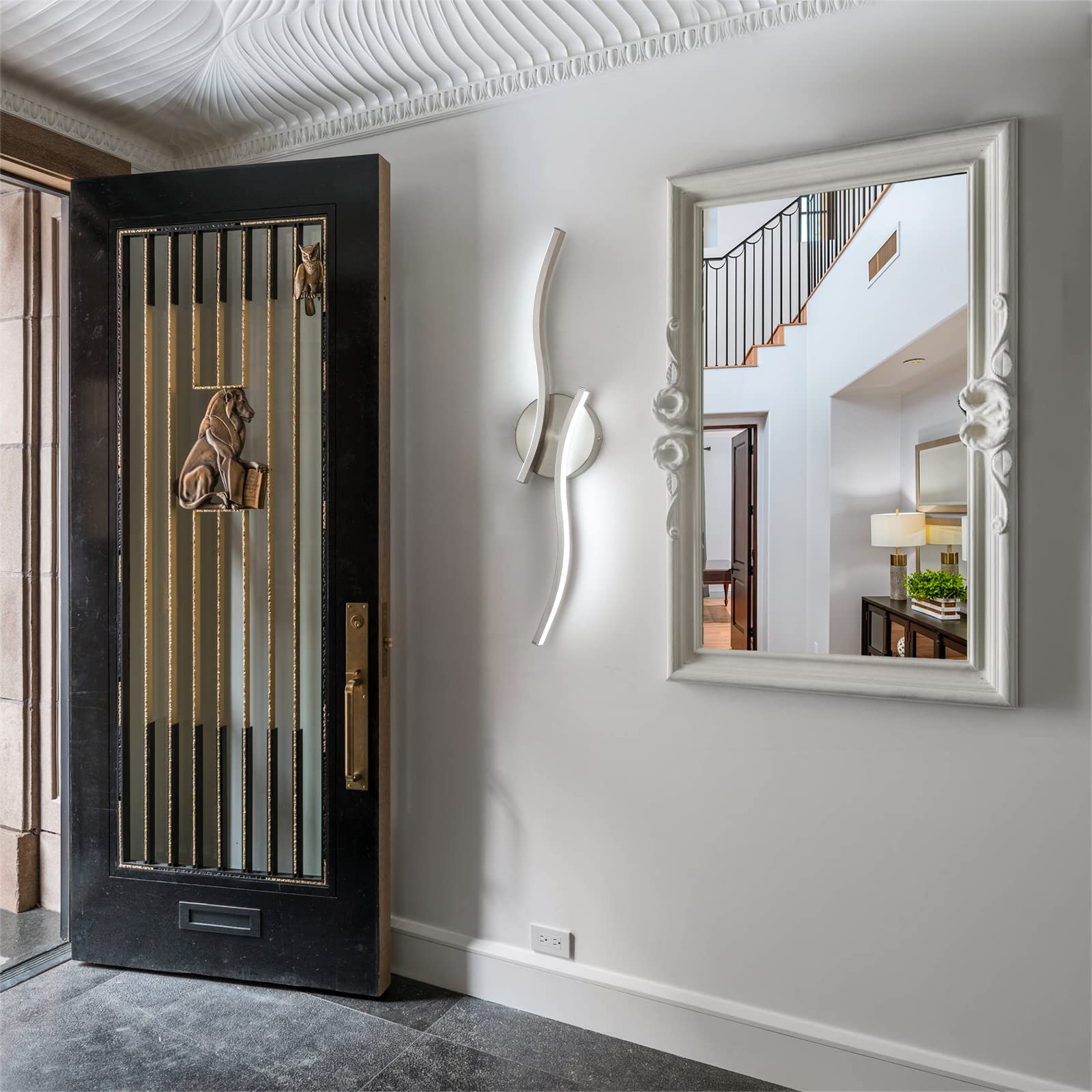 Huoku Modern Bathroom Vanity Light  32Inch Dimmable Brushed Nickel Bathroom Lighting Fixtures Over Mirror  23W Aluminum Wall Light For Living Room 6000K White Light