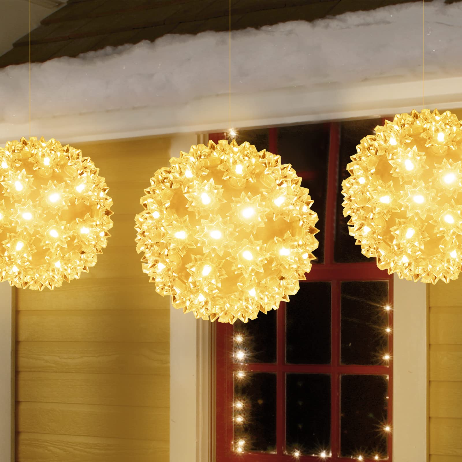 Brightown Christmas Outdoor Lights 50 LED Starlight Sphere 5.5in Warm White 3 Pack Model LH50B/2F-SP