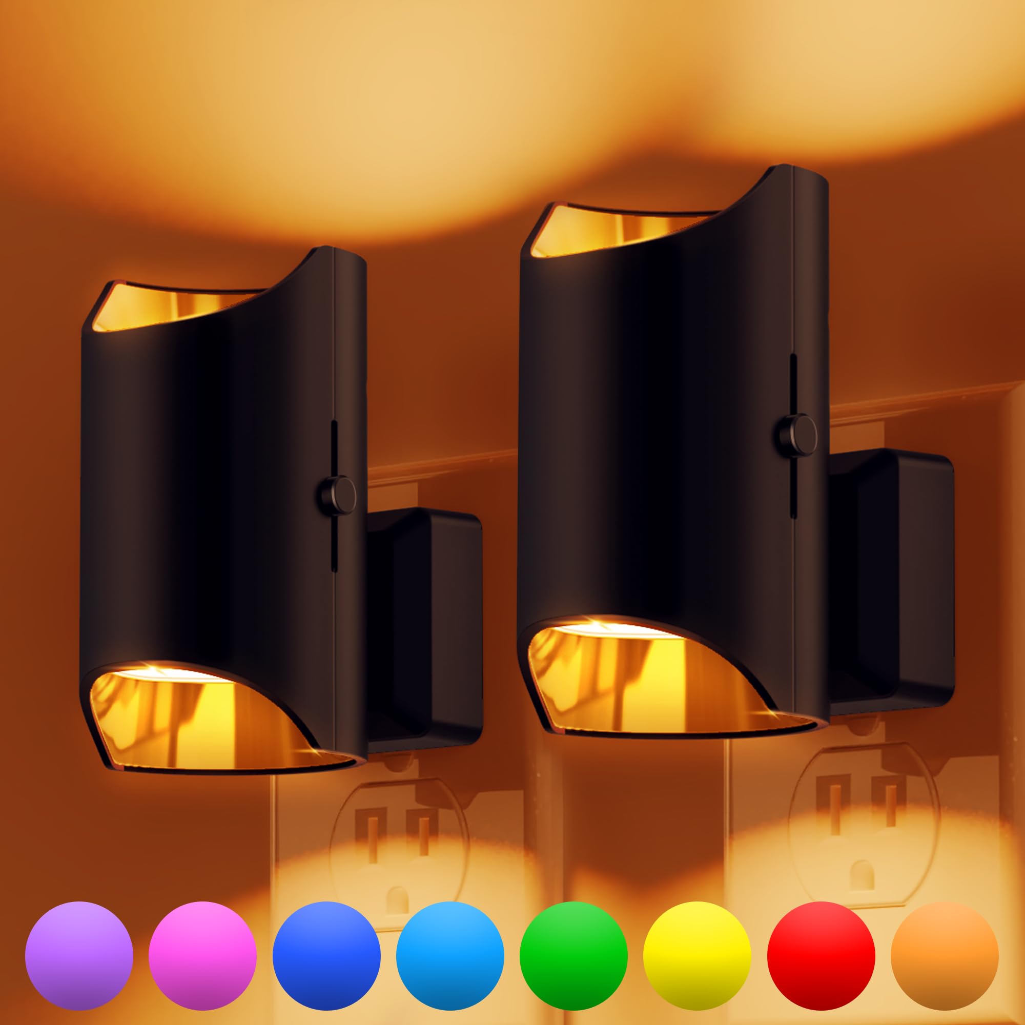 L Lohas Led Night Lights Plug Into Wall  Plug In Night Light With Dusk To Dawn Sensor  Color Changing Nightlight For Kids Hallway Bedroom Stairway Bathroom Gift And Party  2 Pack