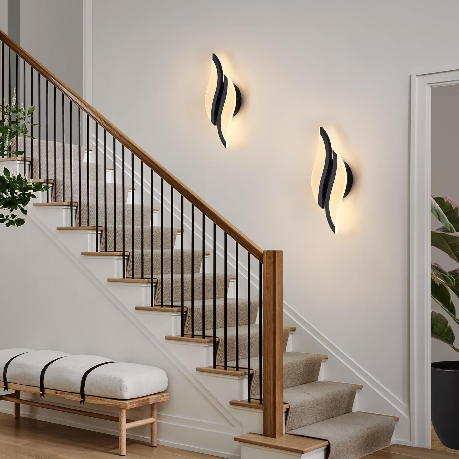 CANEOE LED Wall Sconce - Modern Acrylic Lighting Fixture, 3000K Warm White, Black, 1 Pack, Model WL-YZ-C, Ideal for Living Room & Hallway