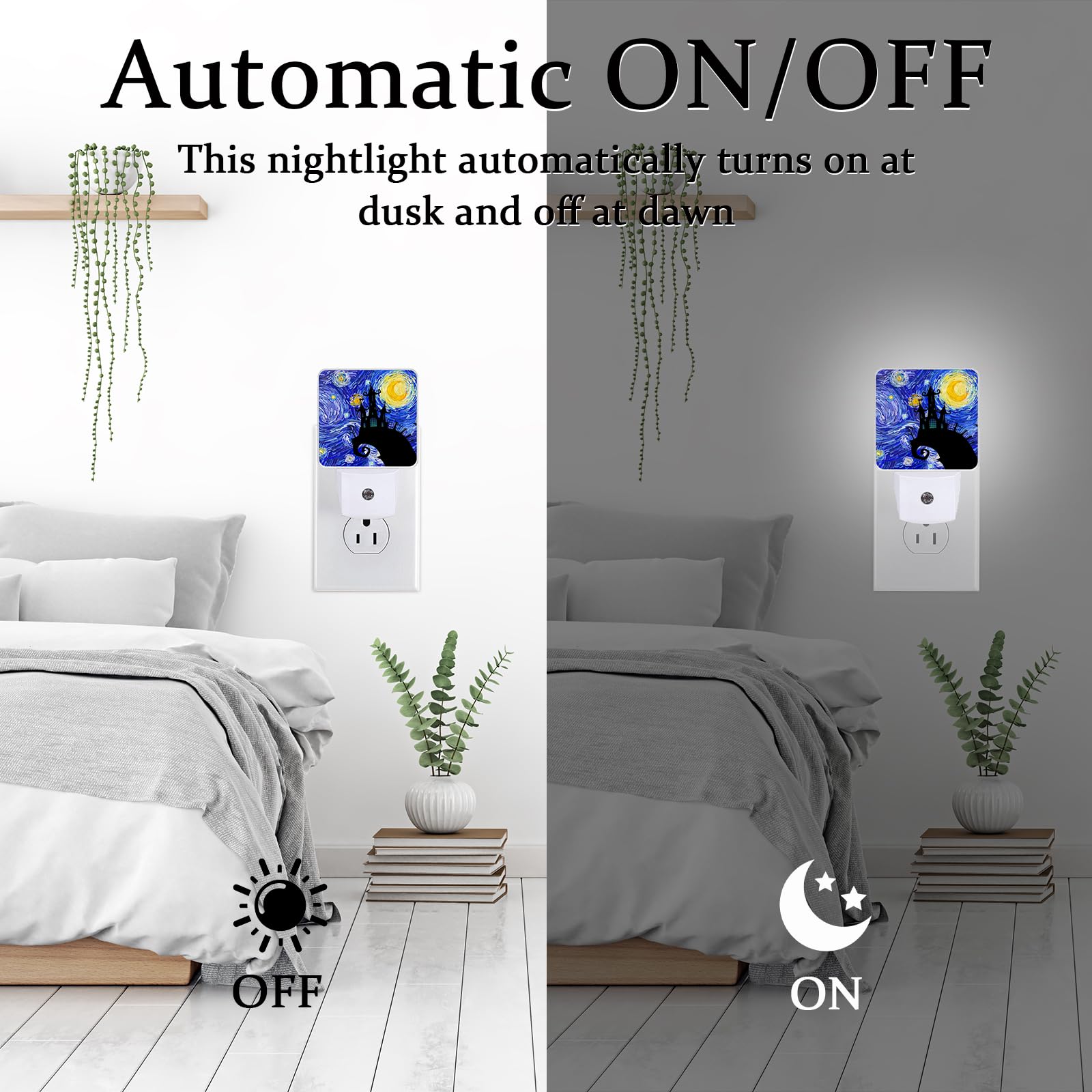 Slhfdkl Starry Night Light  Plug-Into Wall Halloween Nightlight Lamp With Dusk To Dawn Sensor  Led Lamp 0.5W Energy Efficient For Boys Girls mature-themeds Home Decor