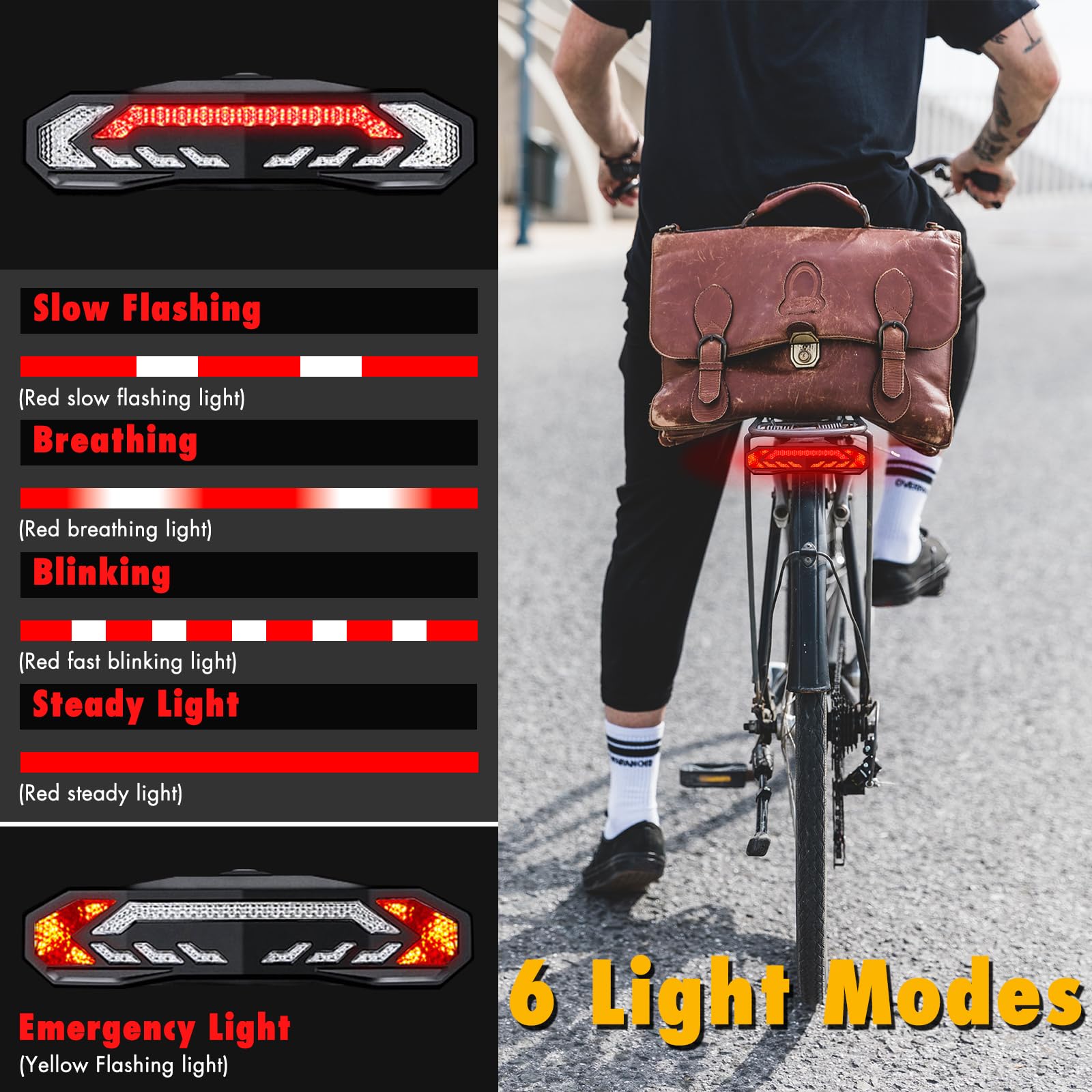 NineLeaf Smart Bike Seat Tail Light Kit - Anti-Theft Alarm, USB Rechargeable, IP65 Waterproof, Includes Seatpost & Saddle Bracket, Model KS-SF31