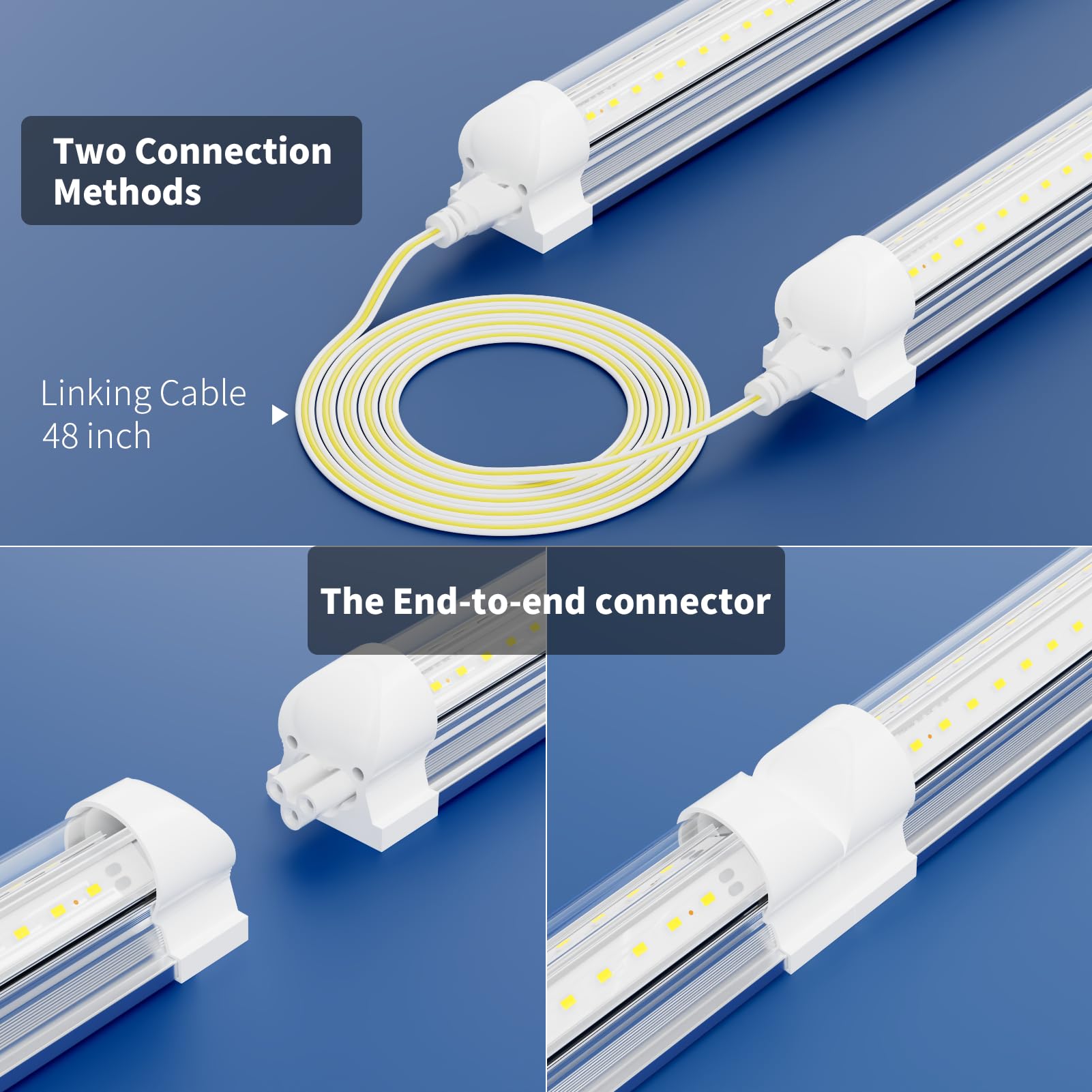 Suslum 2-Pack T8 Led Shop Light 4Ft  42W 6300 Lumen 6000K Cool White  4 Years Warranty  Linkable And Plug And Play Lights For Garage Ceiling Workshop Commercial Lighting