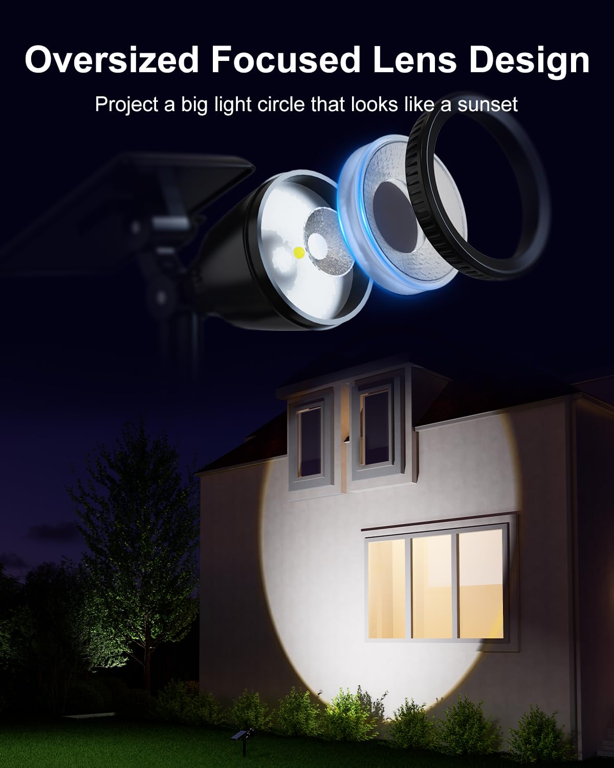 Falove Solar Powered Led Spotlight - Waterproof Uplight For Trees, Lawn, Garden, Cool White